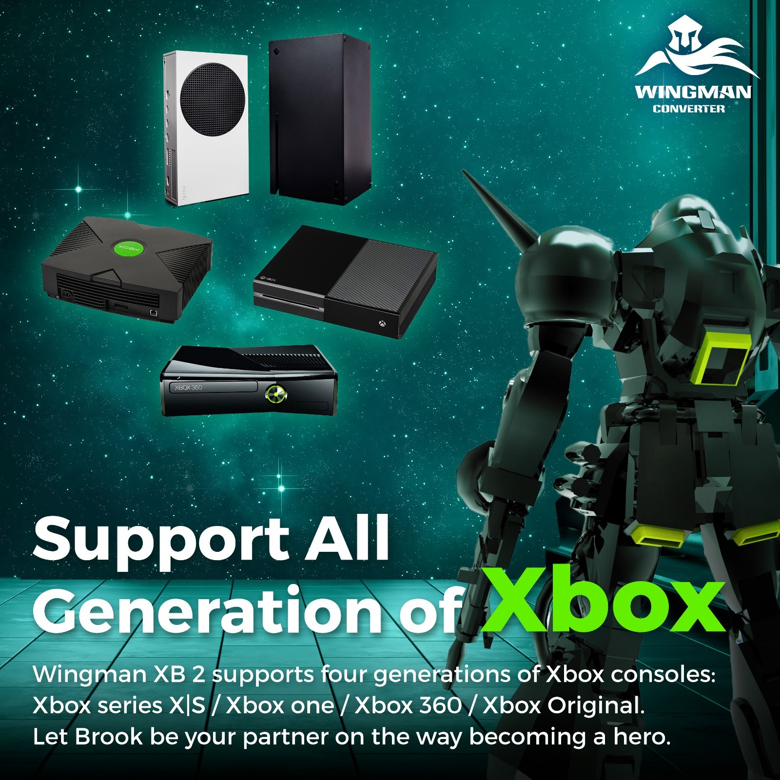 Brook Wingman XB2 Adapter Use PS5 Switch Pro Controllers on Xbox Series X/S 360