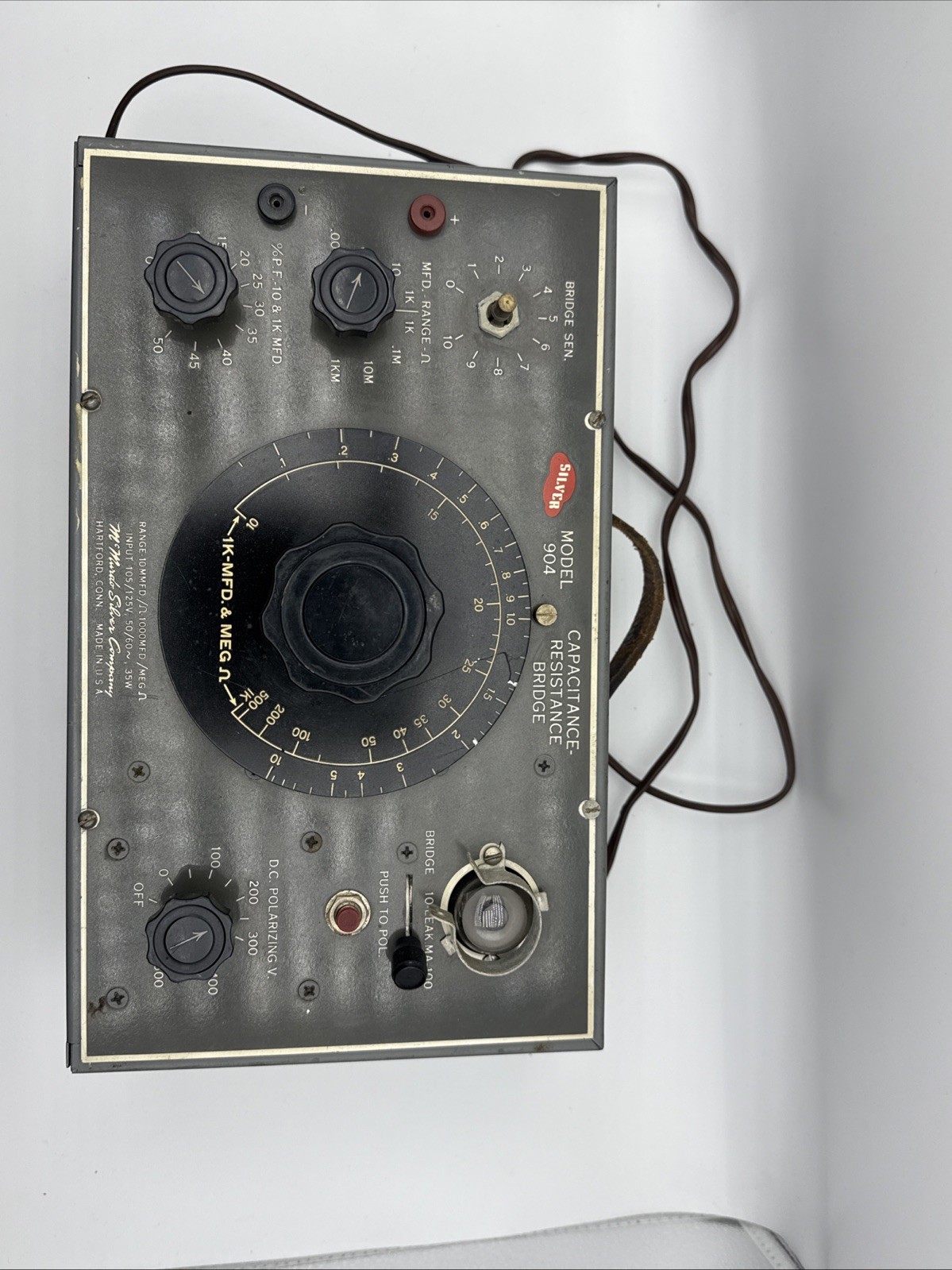 VINTAGE 1946 MCMURDO SILVER MODEL 904 CAPACITANCE-RESISTANCE BRIDGE