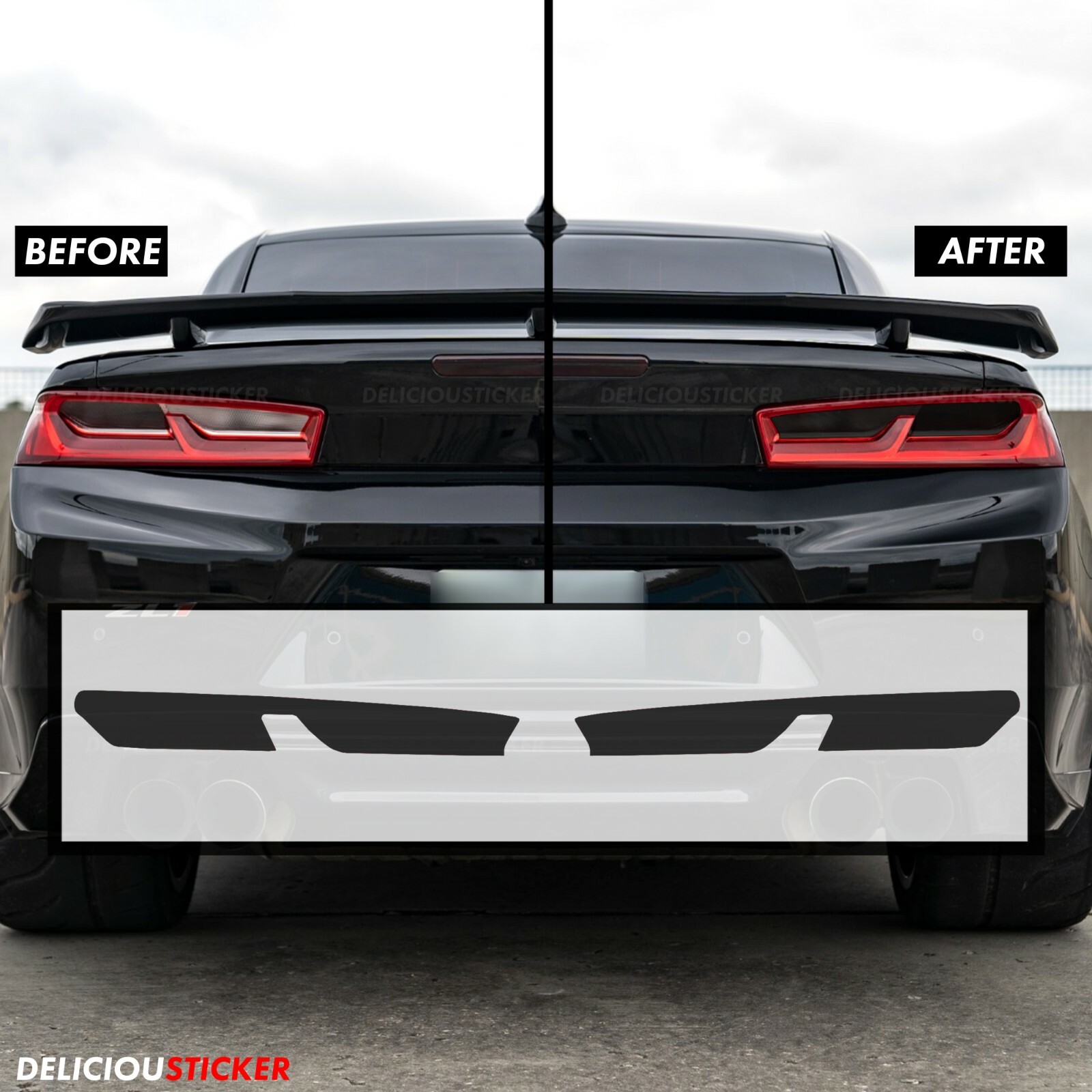 For Chevy Camaro 2016-2018 Smoke Tail Light Rear Tint PreCut Overlays Vinyl