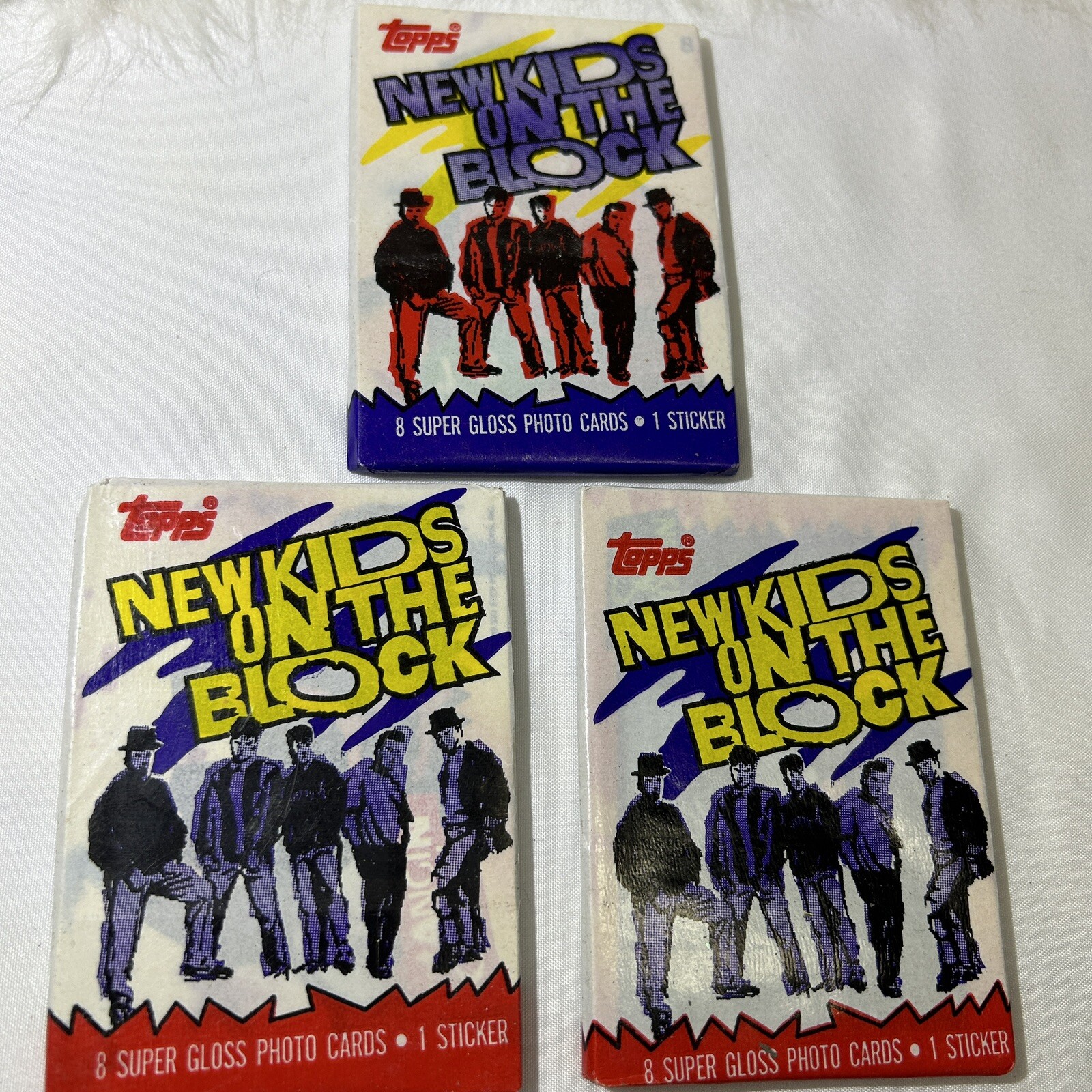 1989 Topps New Kids On The Block - 8 Cards + 1 Sticker Lot Of 3 Packs Sealed
