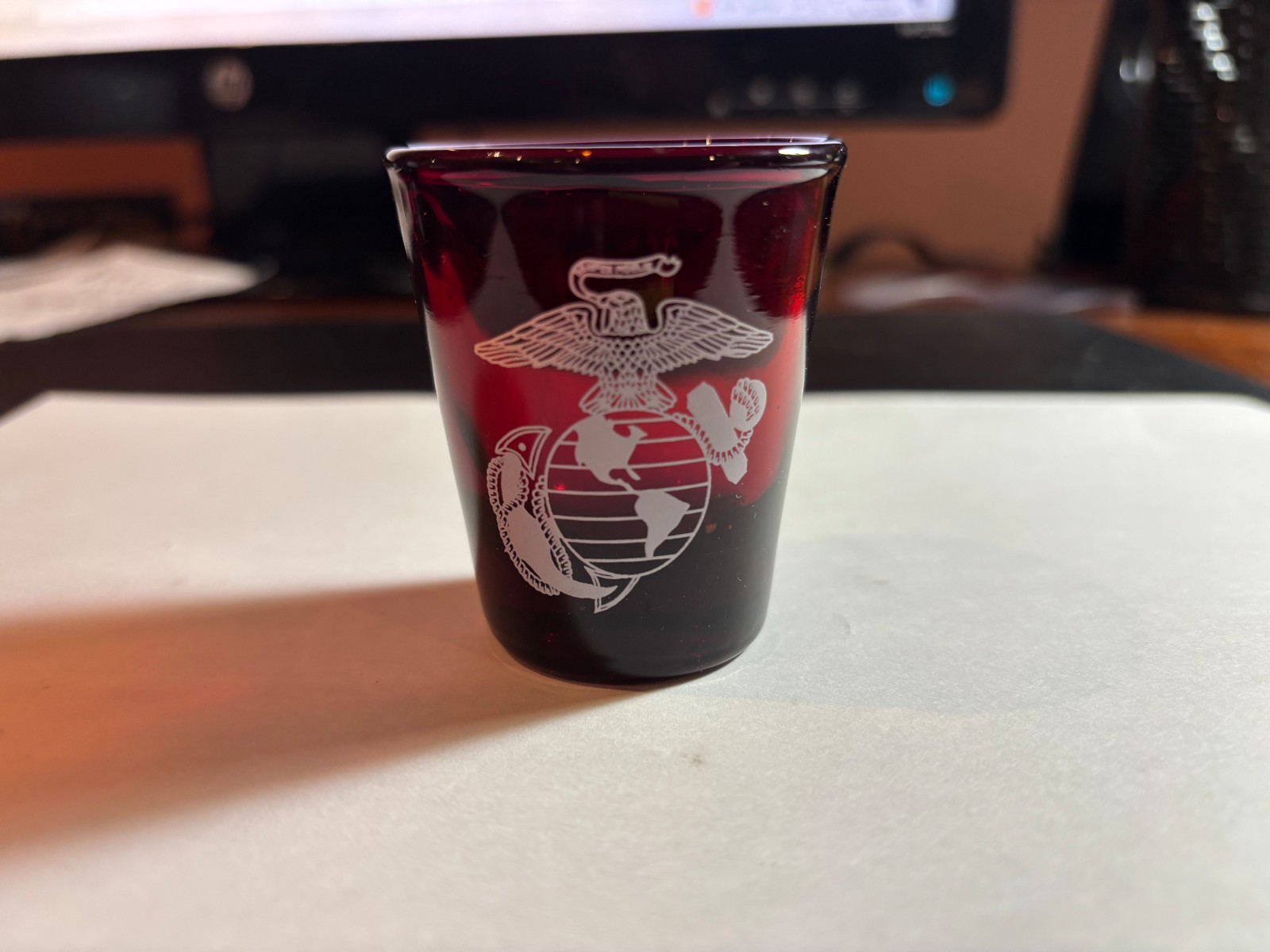 United States MARINE CORPS Burgundy Shot Glass