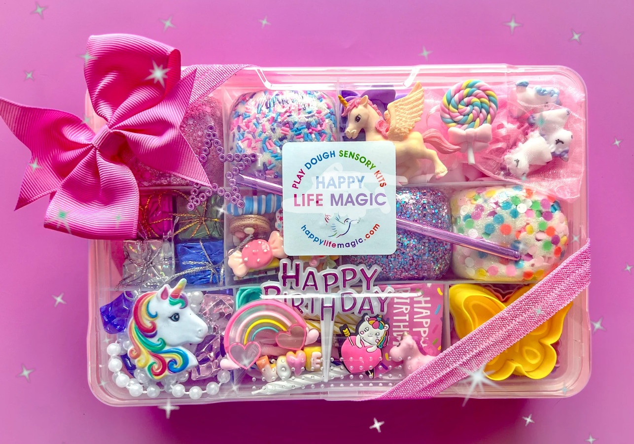 Unicorn Play Dough Kit Kids Sensory Busy Box Birthday Gift Toddler Play Set