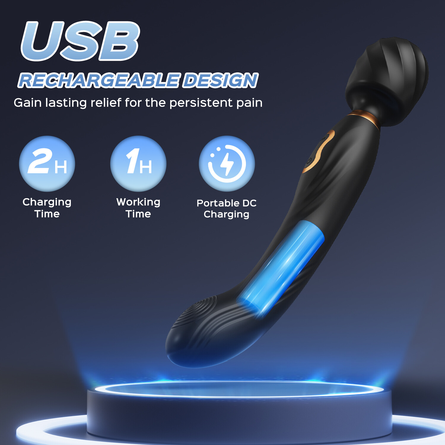 Handheld Massager Wand Magic Full Body Therapy Strong Vibrating Motor 10 speed