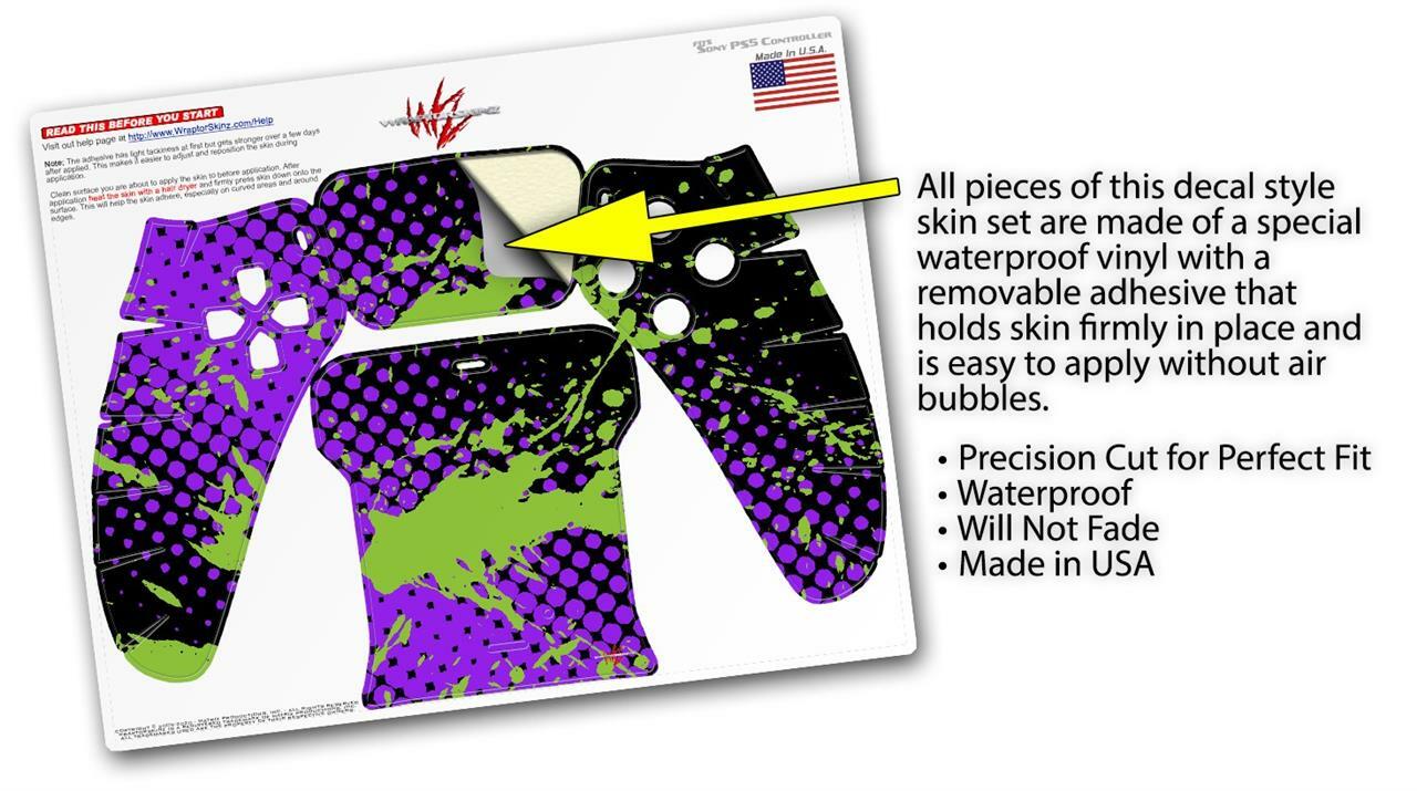 Skin Sony PS5 Controller Halftone Splatter Green Purple