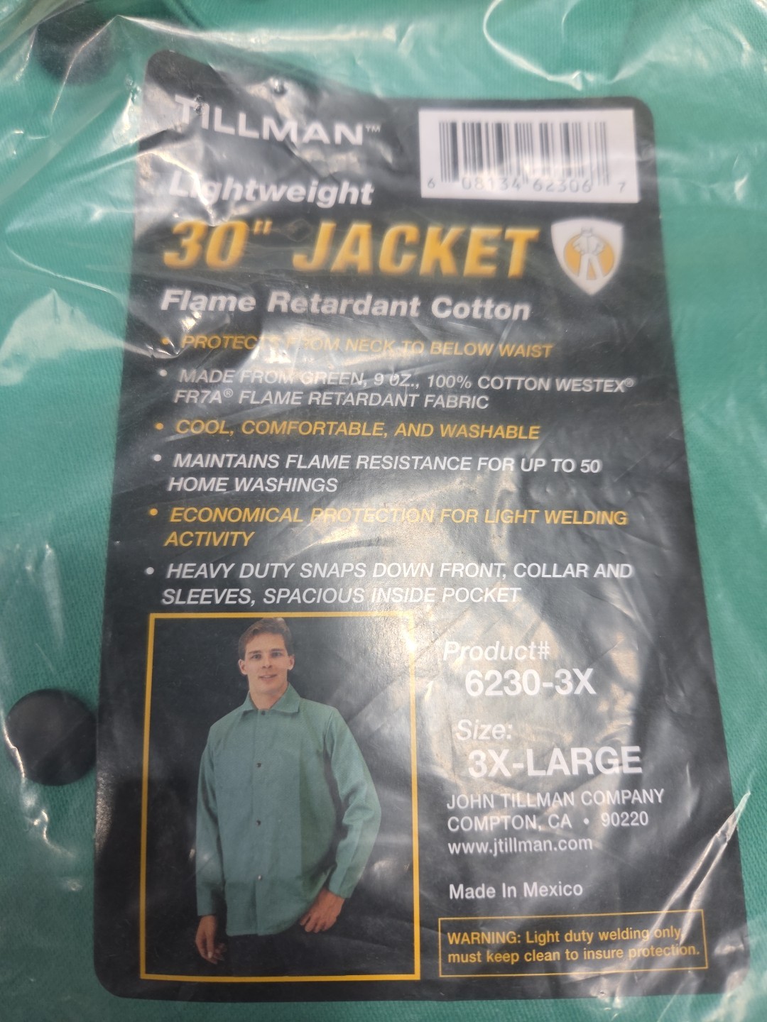 Tillman 6230-3X - Light Duty Welding Jacket - Green XXXL