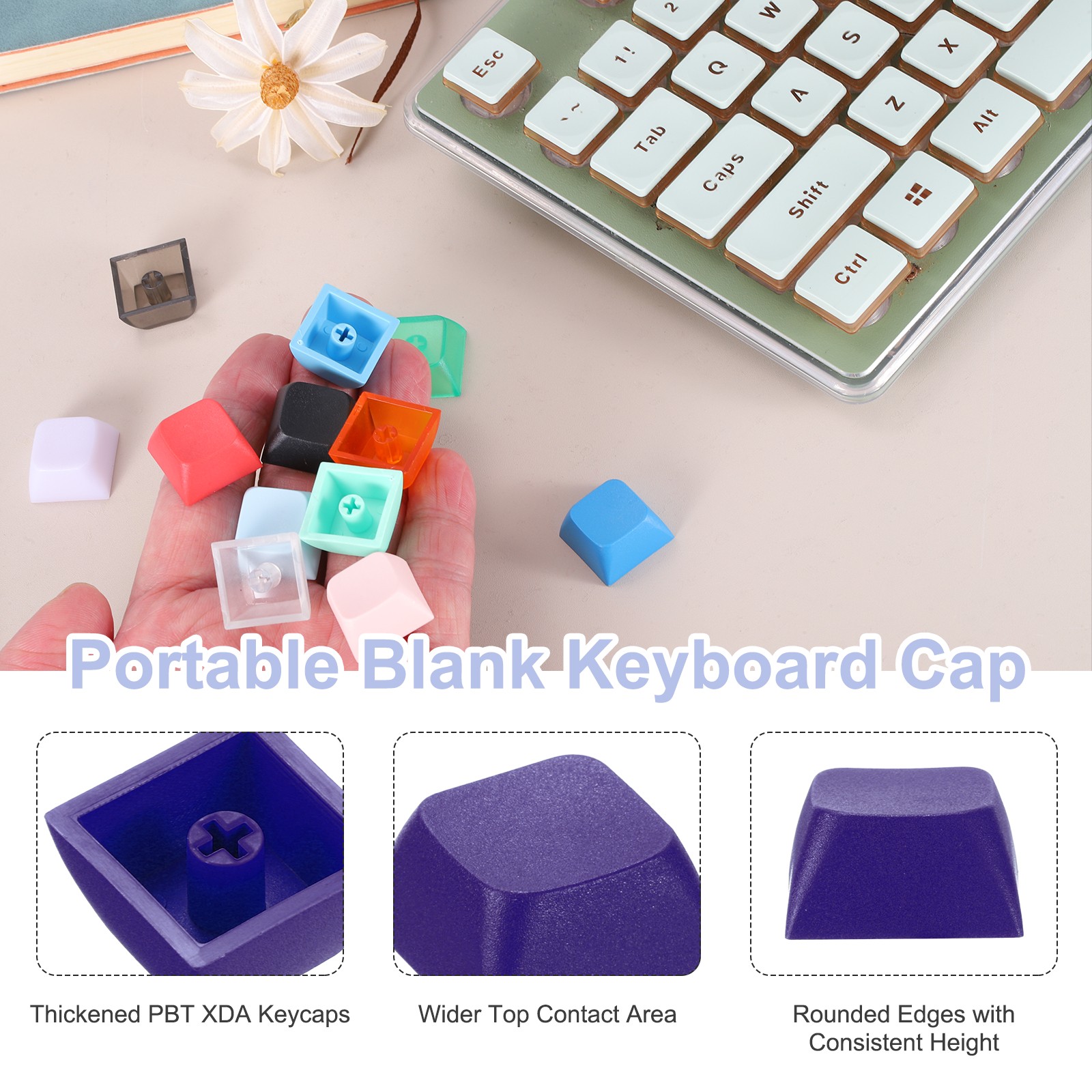 10Pcs XDA Profile Keycap Set PBT Mechanical Numeric Keypads, Bright Purple