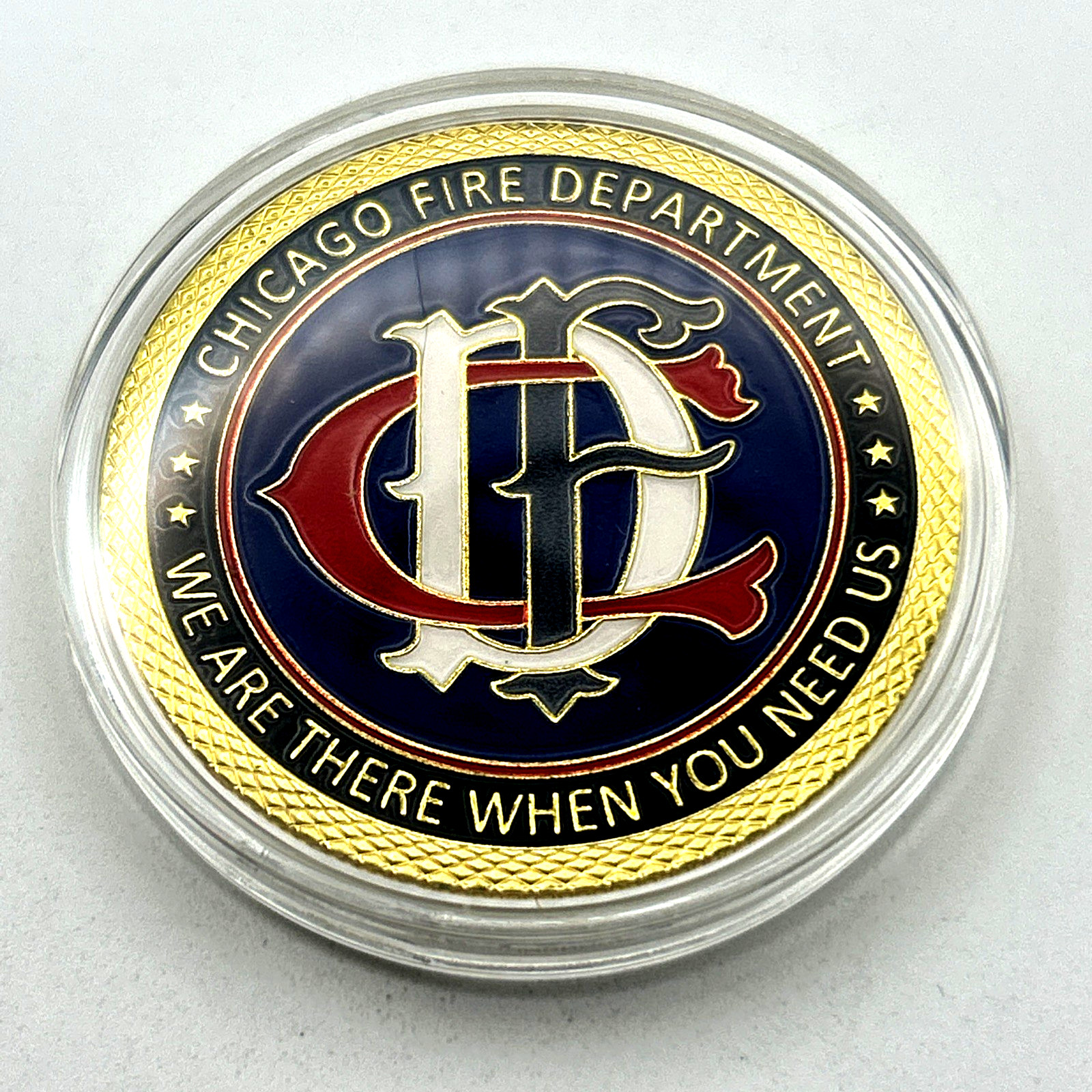 CHICAGO FIRE DEPARTMENT GOLD FINISH Challenge Coin w Capsule Brand New!