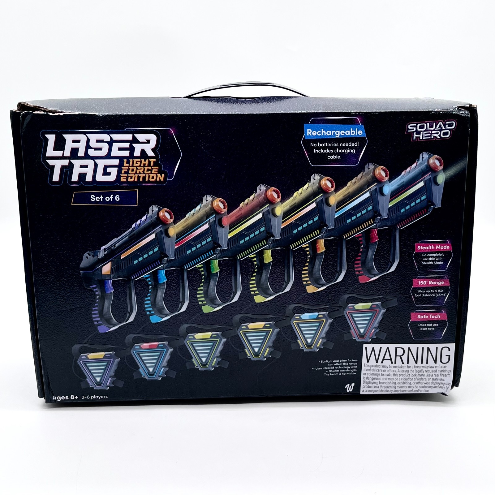 Set of 6 Squad Hero Rechargeable Laser Tag Light Force for Kids Teens & Adults