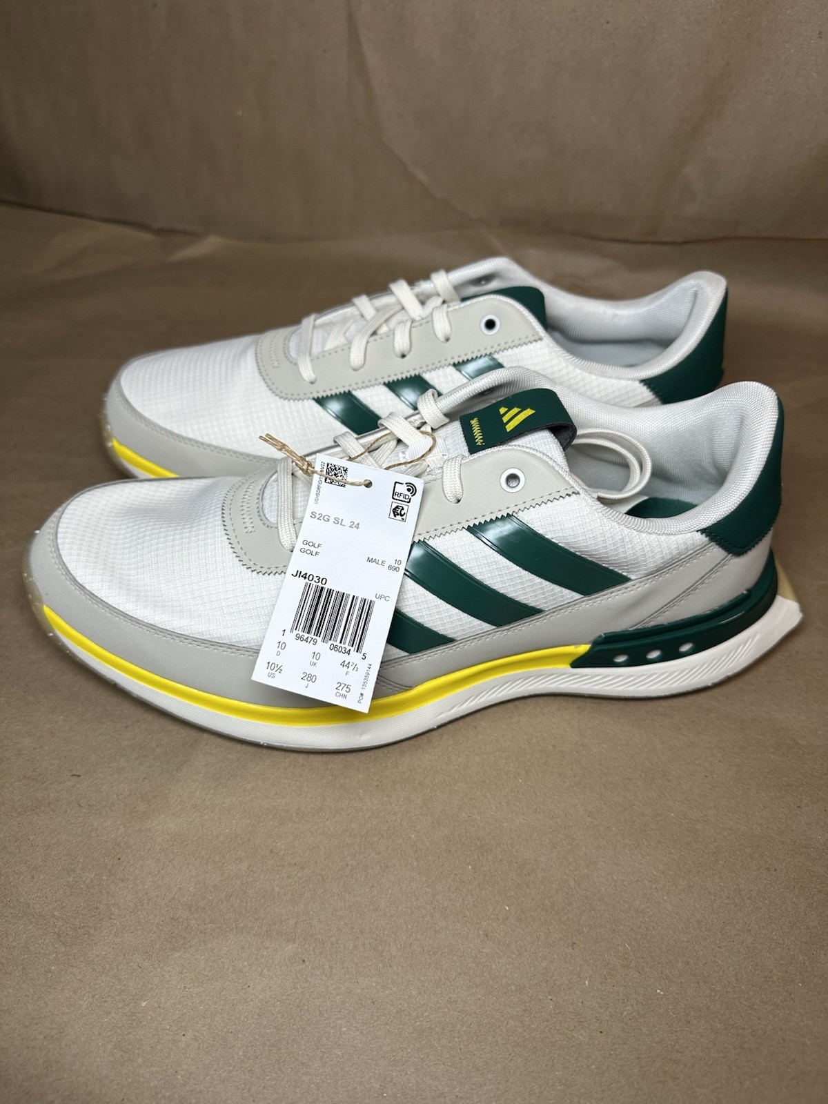 Adidas S2G 24 Men's Golf Shoes SZ 8 Spikeless - White / Green / Alumina New