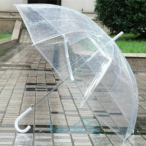 46" Arc Clear Full Dome Transparent 8 Ribs Rain Bubble Travel Clear Umbrella