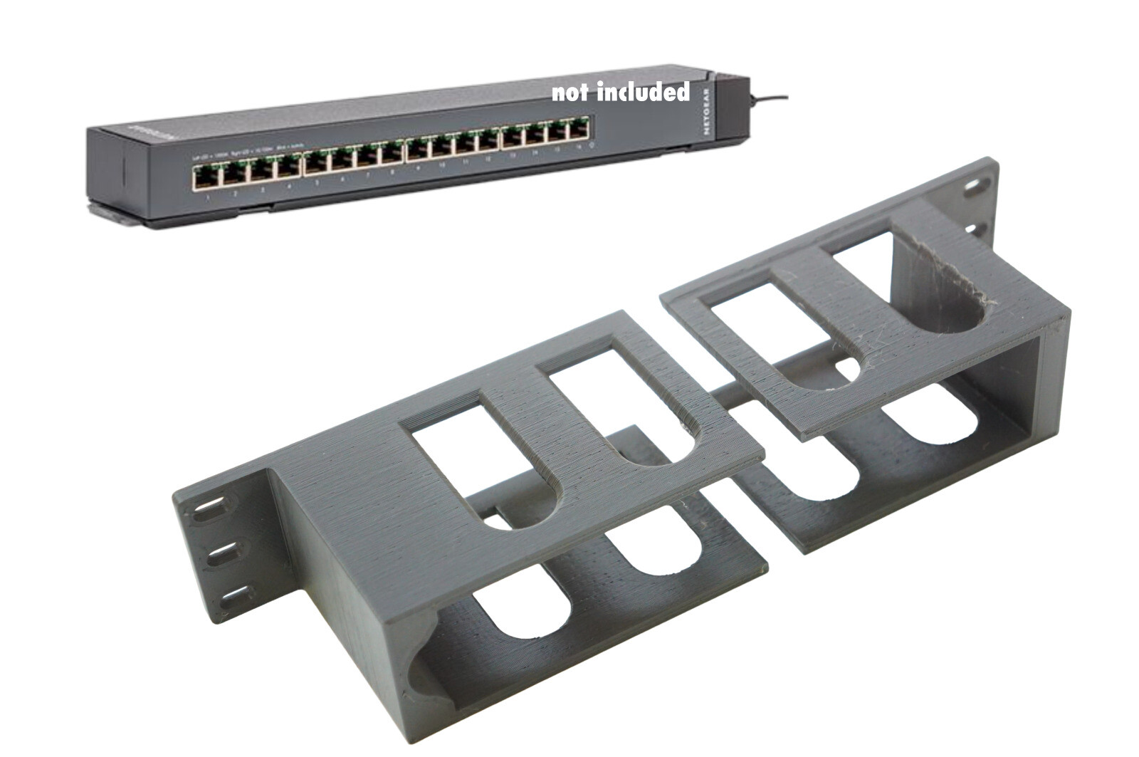 3D Rack Ears 1U 19" for Netgear GSS116E 16 Port Ethernet Switch