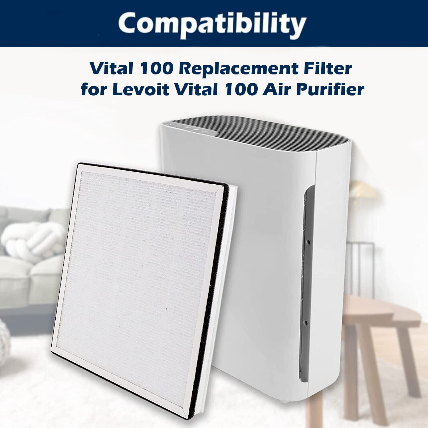 Air Purifier H13 True HEPA Filter Vital 100 for LEVOIT Vital 100-RF Replacement