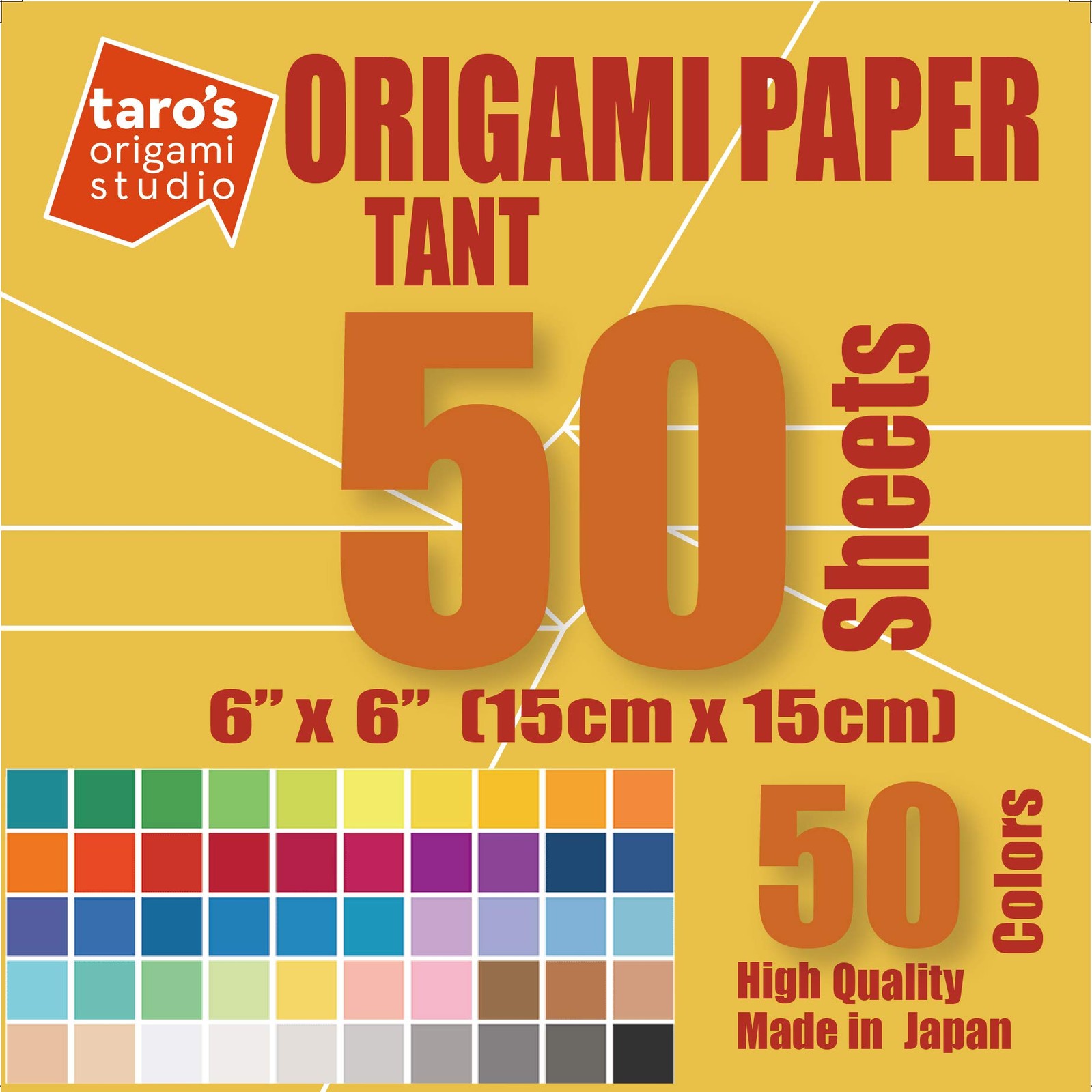 [Taro's Origami Studio] TANT Standard 6 Inch Double Sided 50 Colors 50...