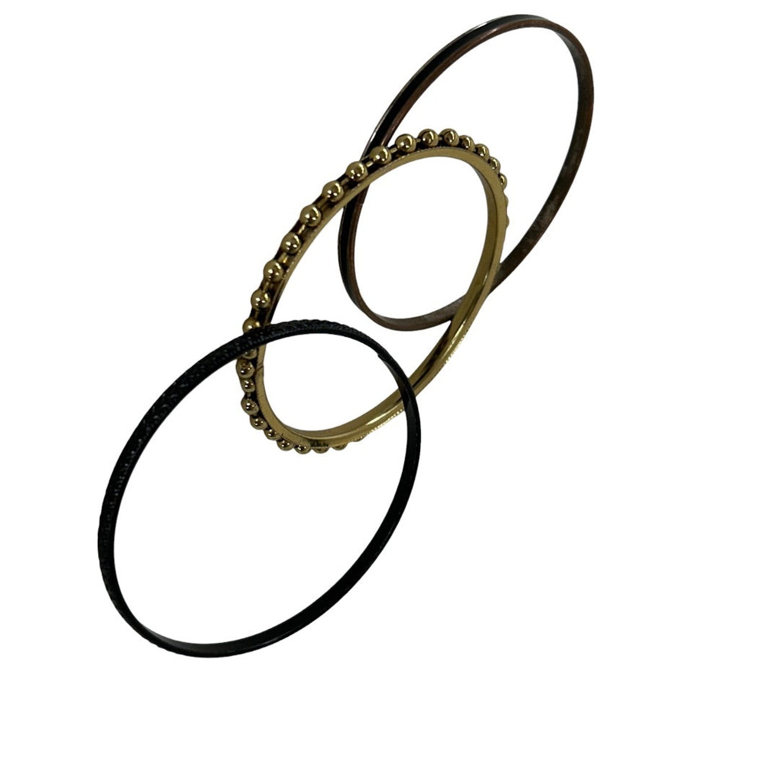 Set of 3 Mixed Metals Bangle Bracelets 2.5 Inch Inside Diameter