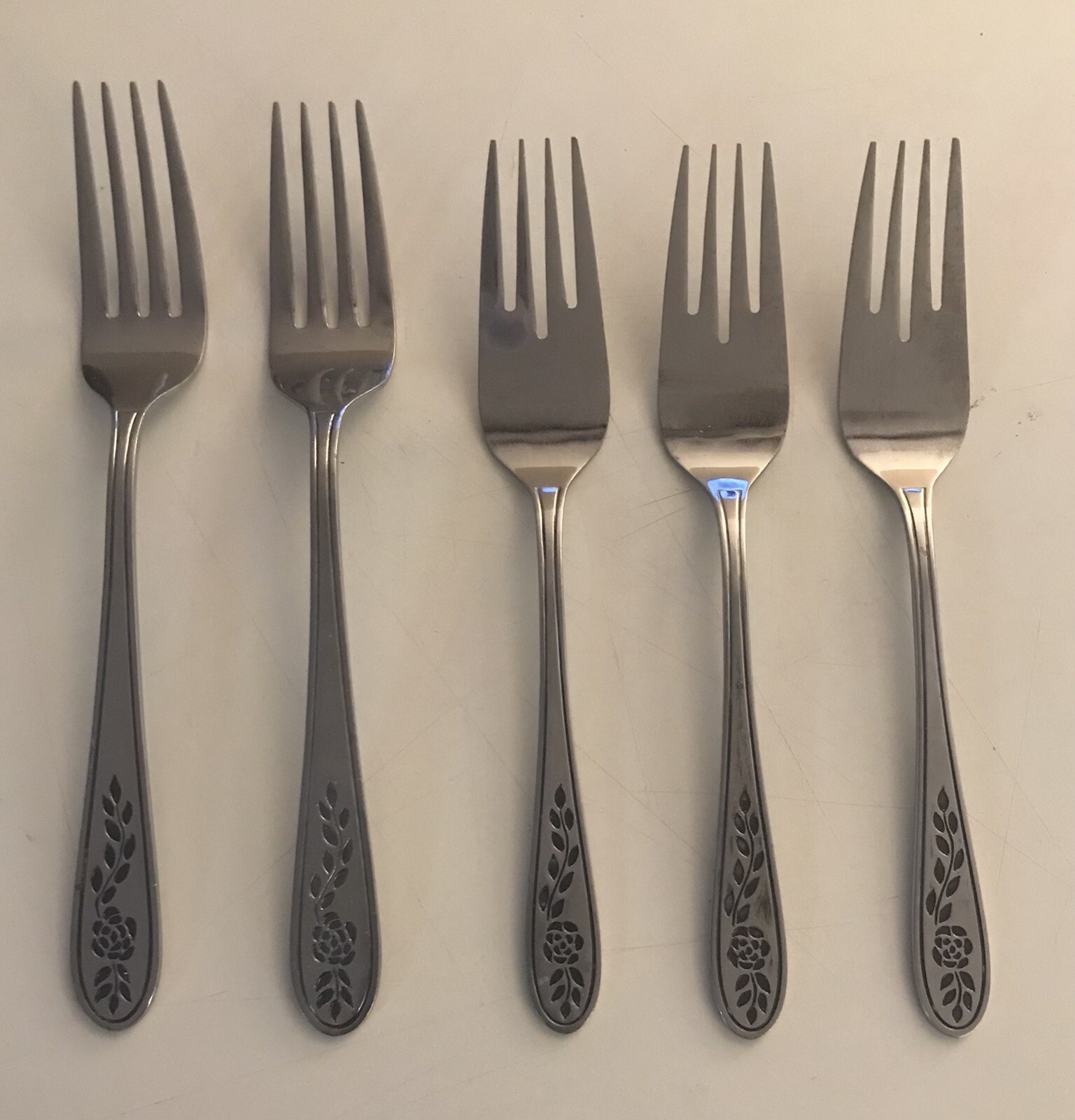 Rogers Floral Trellis 2 Dinner Forks 3 Dessert Forks Stainless Made in Japan
