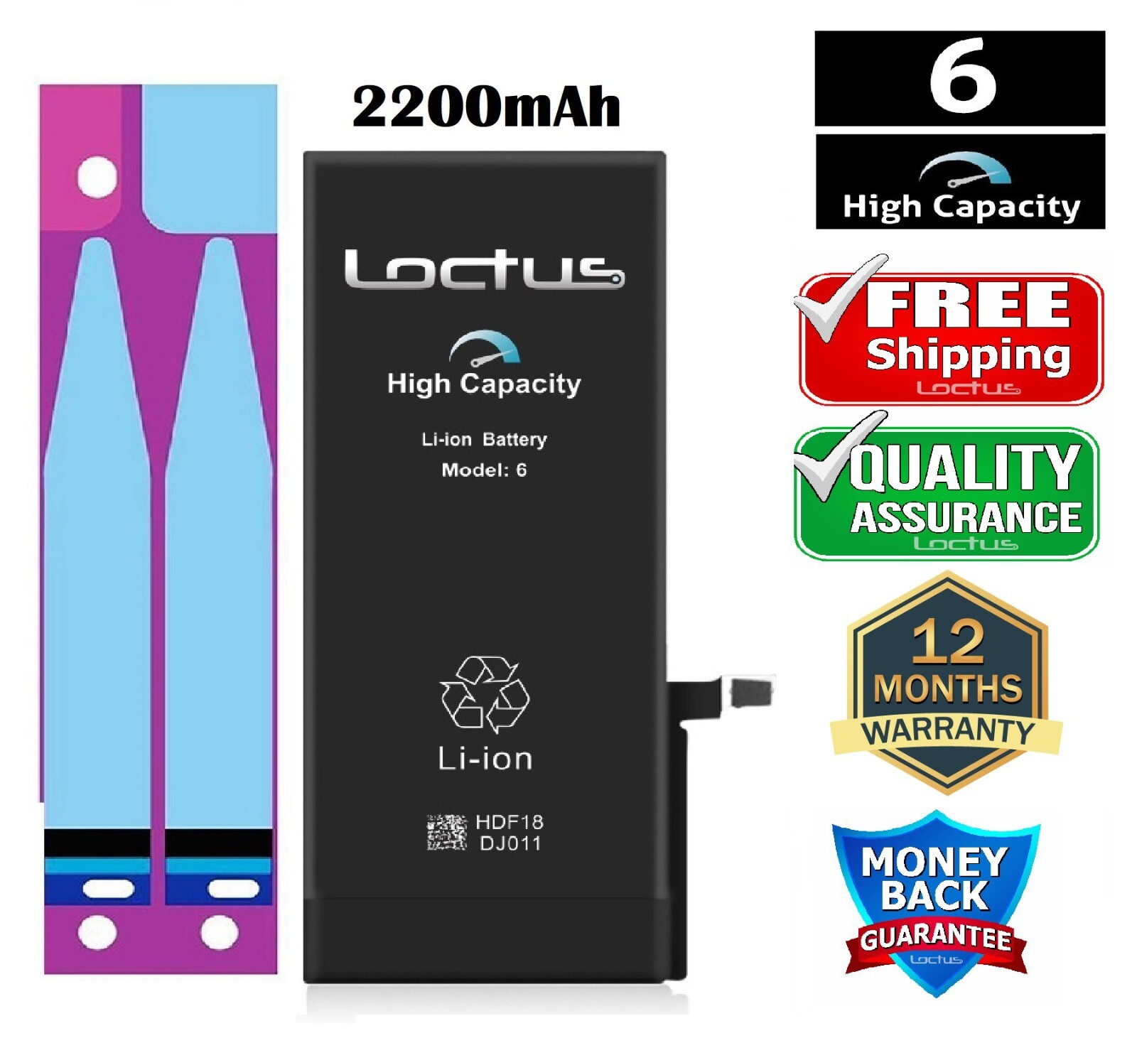 iPhone 6 2200mAh High Capacity Replacement Battery A1549 A1586 A1589 LOCTUS NEW