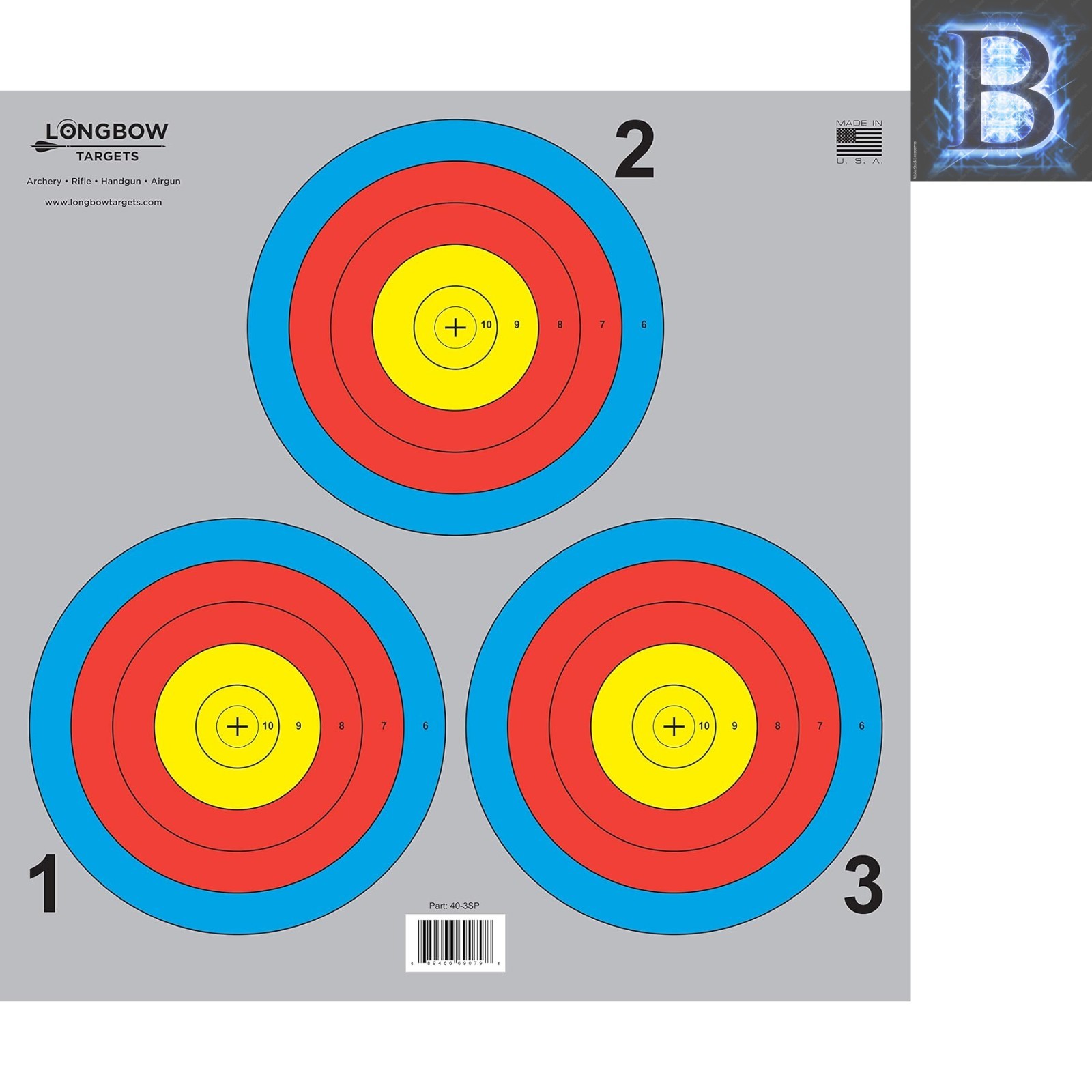 Longbow 40cm Archery Targets - 20 Durable Paper Targets Perfect for Practice