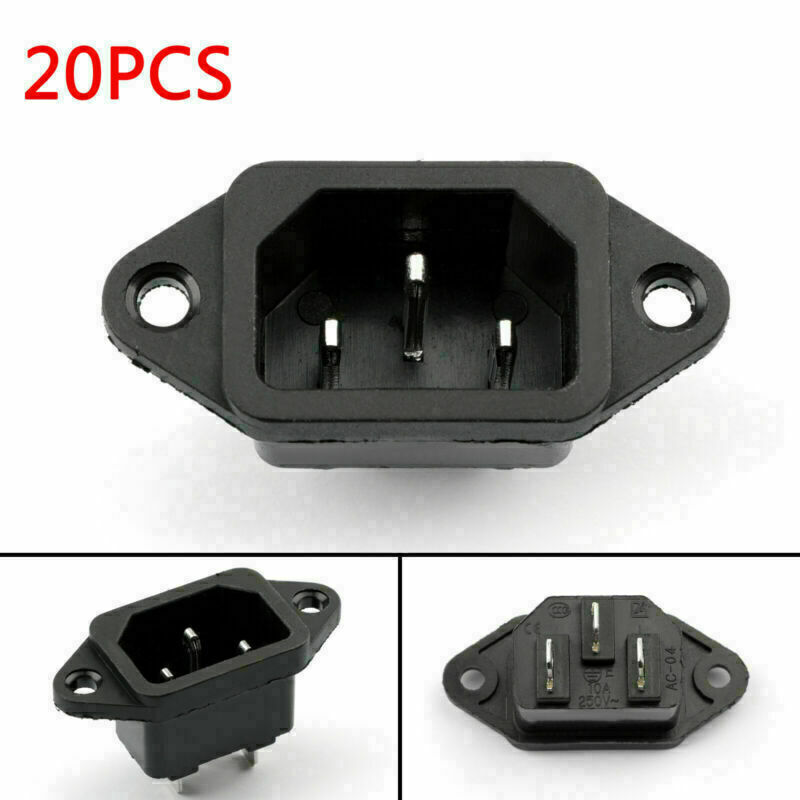 5X IEC320 C14 3 Pin Screw Mount Male Power Socket 10A 250V For Boat DIY AC-04 UE