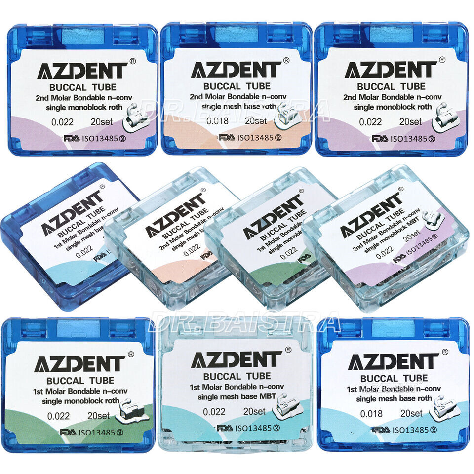 Dental Orthodontic Buccal Tubes 1st/2nd Molar Non-Conv Roth MBT 022 018 AZDENT