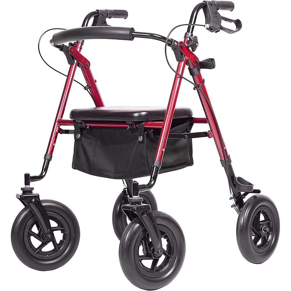 ELENKER All-Terrain Rollator Walker Walking with 10” Rubber Wheels for Seniors