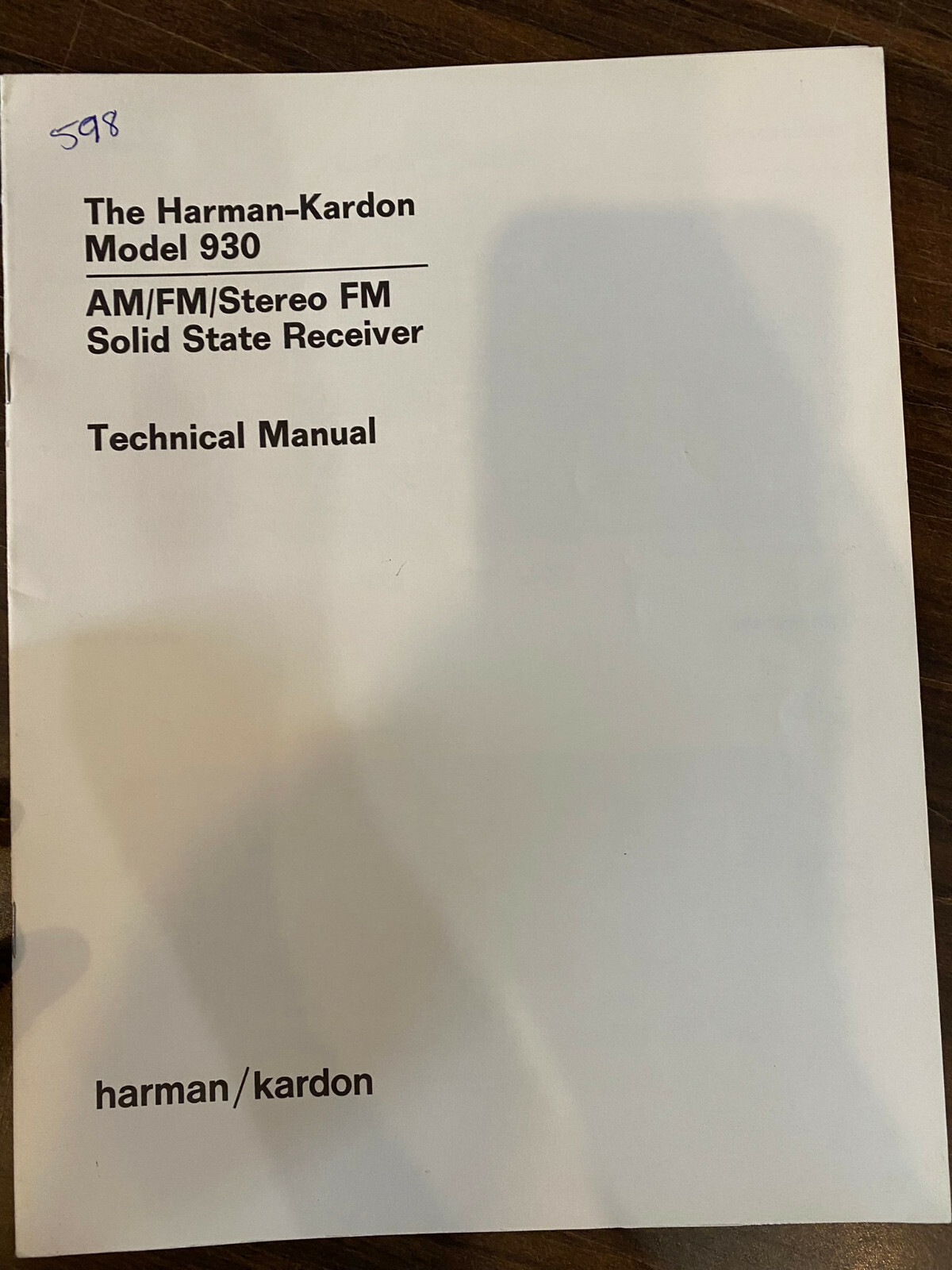 HARMAN KARDON HK930 930 Service Manual *ORIGINAL* BOOK OR PDF-FREE SHIPPING