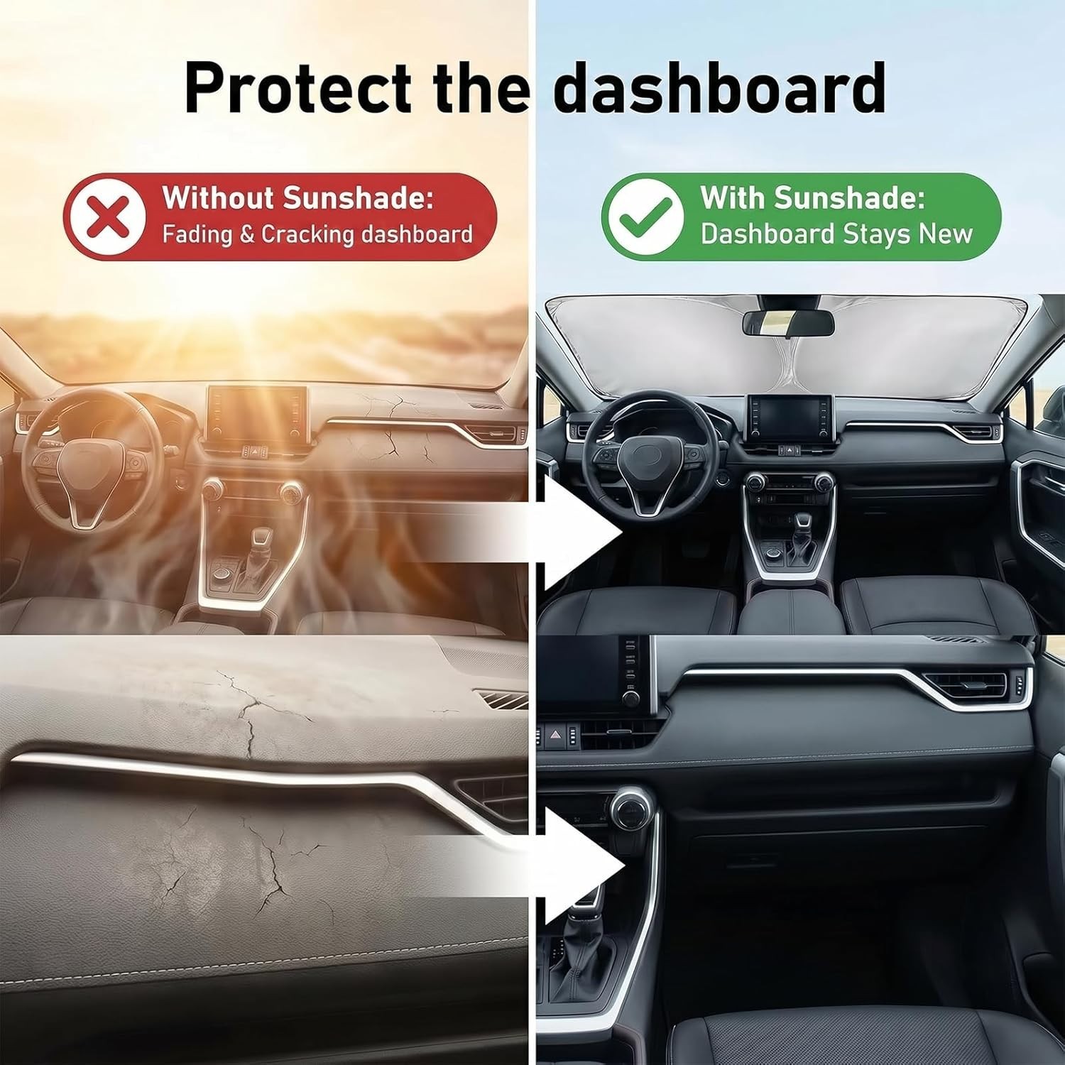 Windshield Shade Compatible with Ford Bronco 2021-2026 Foldable Front Window Sun