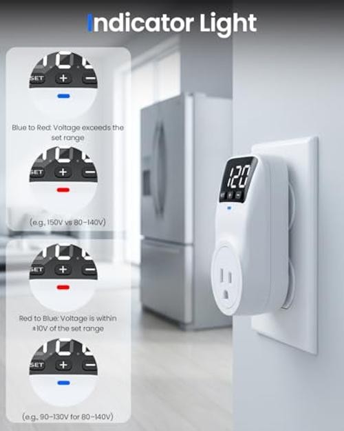 Appliance Surge Protector Voltage Stabilizer Fireproof UL94V-1 Wall 1AC, 2 Pack