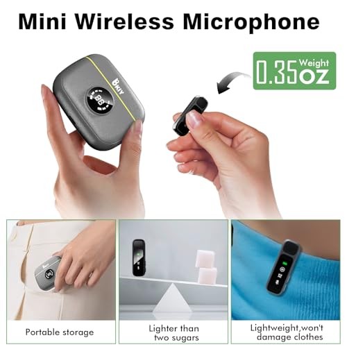 Wireless Lavalier Microphone for iPhone/Android - Dual Mini Noise Black