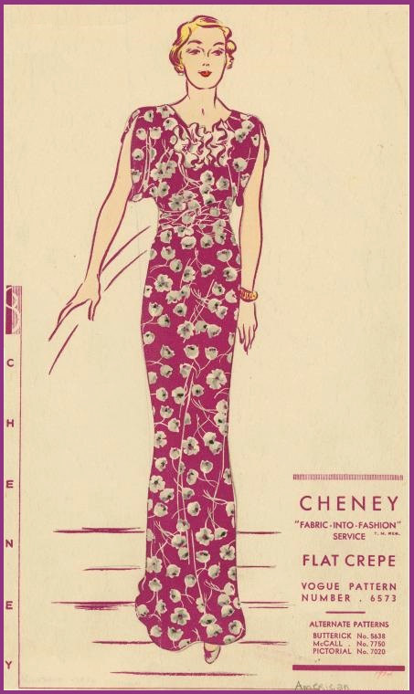 1930s Vintage VOGUE Sewing Pattern B34 EVENING DRESS with TRAIN (R953)
