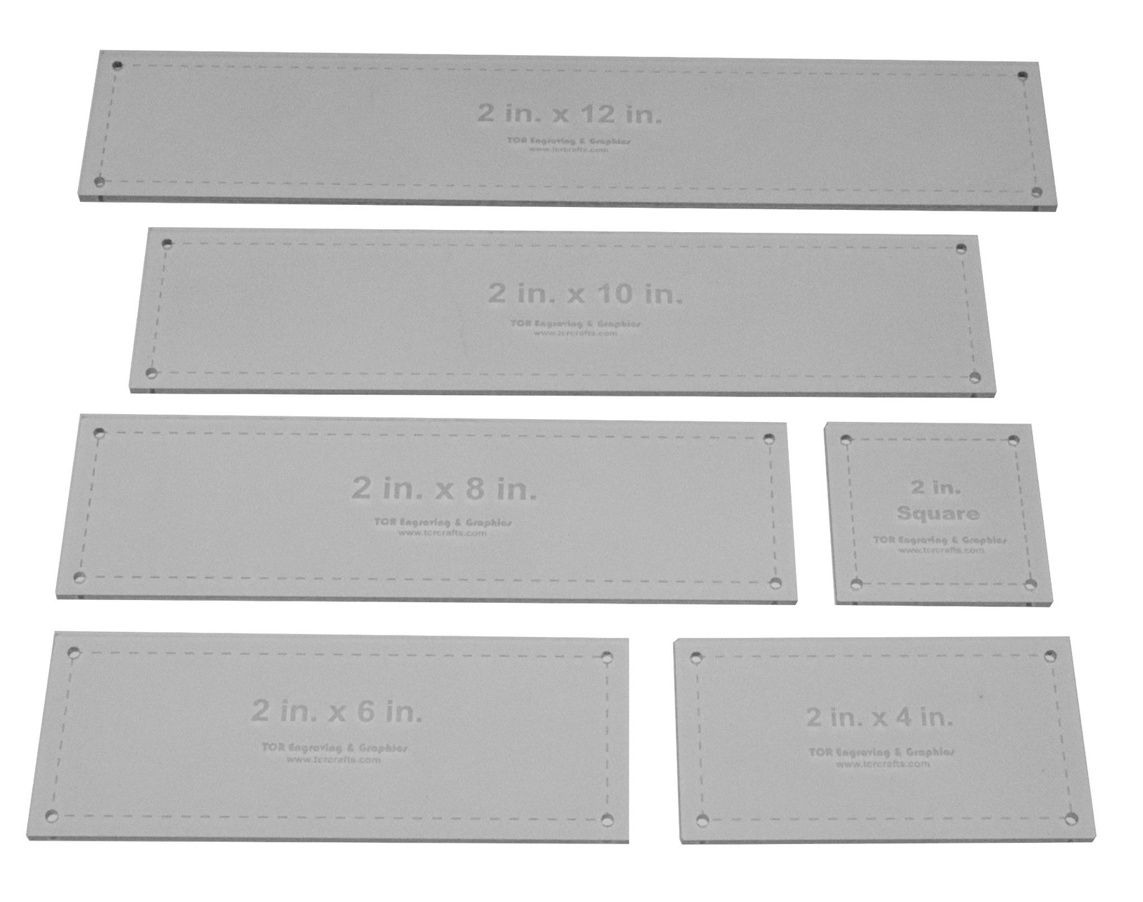 6 Piece Rectangle-Square Set - 1/8 Inch Thick Acrylic- Quilting templates