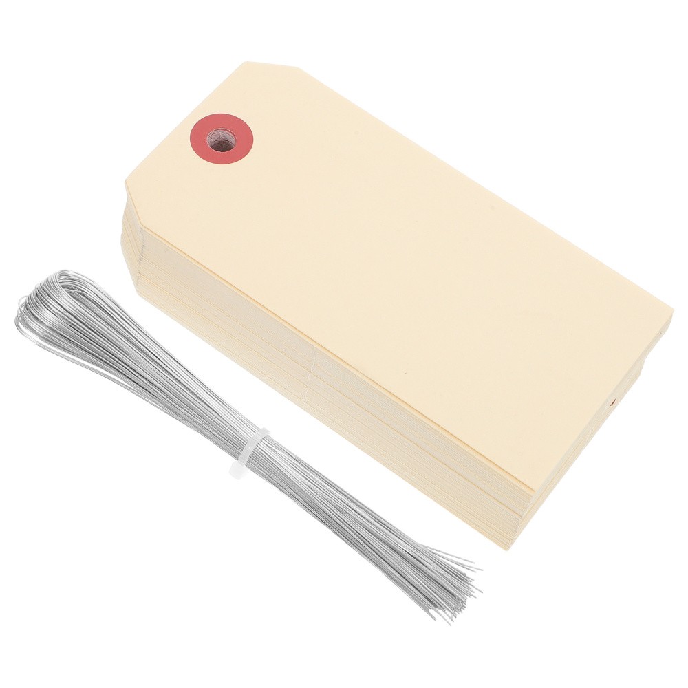 100 Pcs Shipping Tags Packaging Wired Label Holder with Eyelets Cable