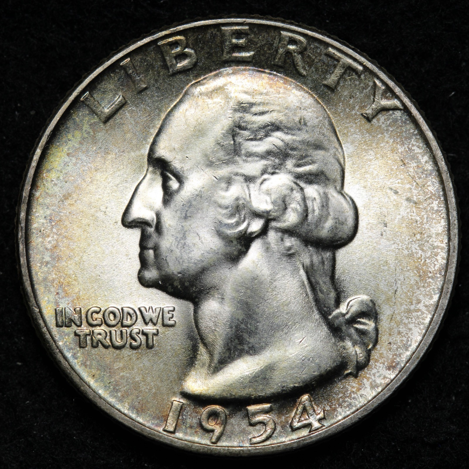 1954 Washington Silver Quarter BU *UNCIRCULATED* MS TONED E329 OD