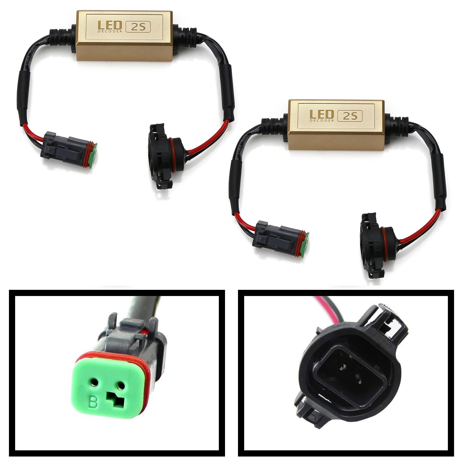 5202 2504 PSX24W To Deutsch DTP LED Fog Driving Light Canbus Canceller Decoders