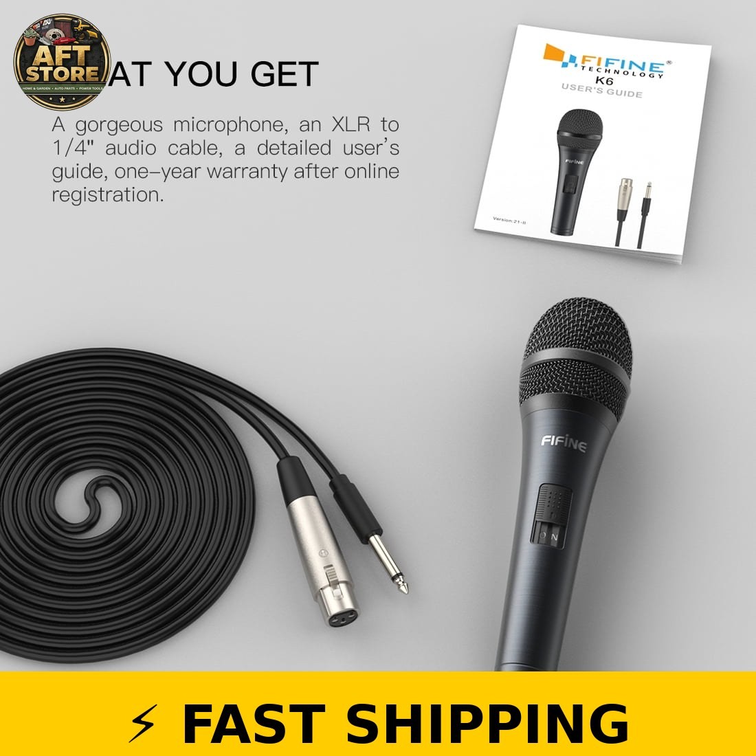 FIFINE K6 Wired Karaoke Microphone with 14.8ft Cable