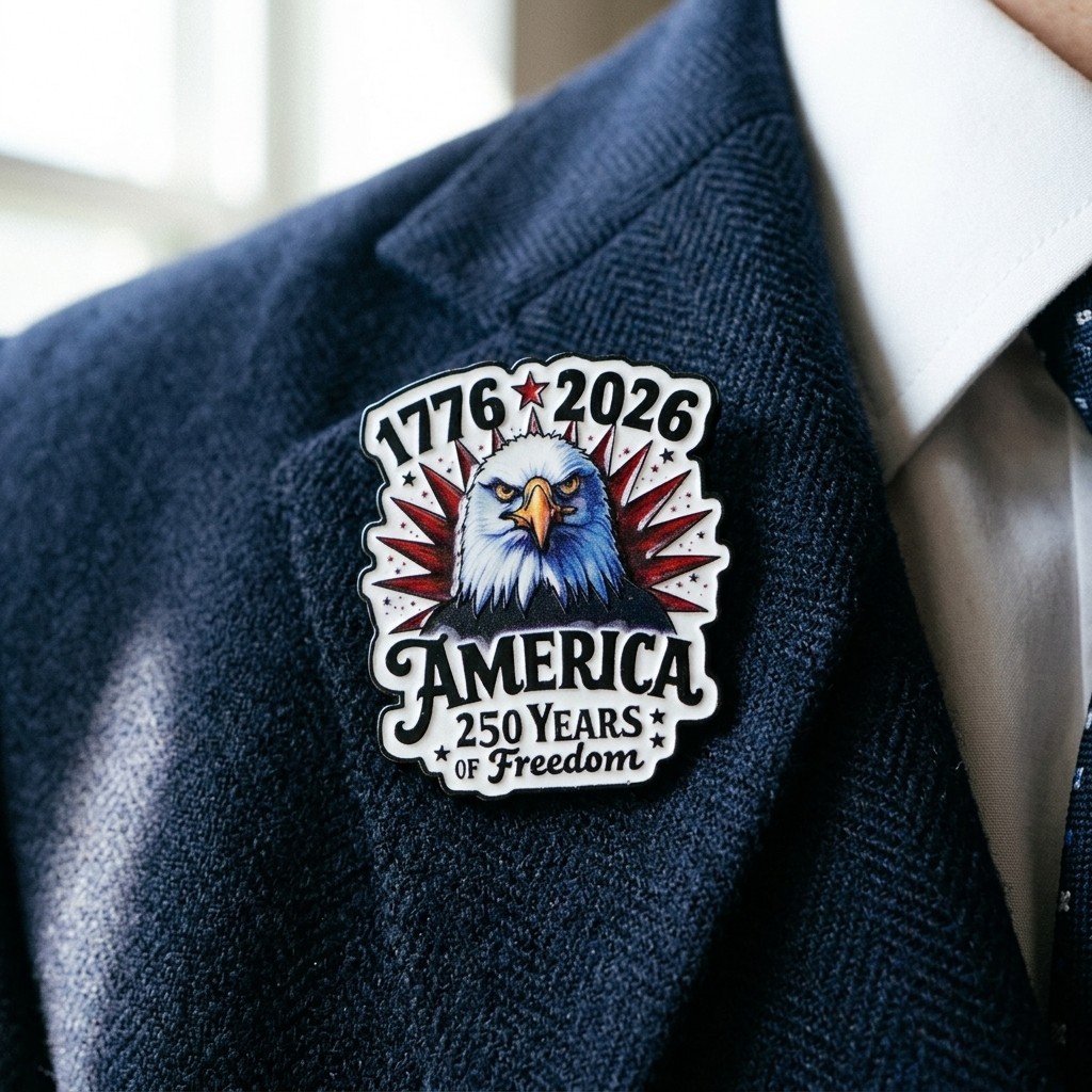 Patriotic 250th Anniversary America Enamel Lapel Pin, Collectible Badge Pin