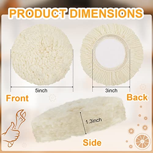 6 Pcs Wool Polishing Pad Hook Loop Buffing Pad for Drill Curved Edge 3 Inch