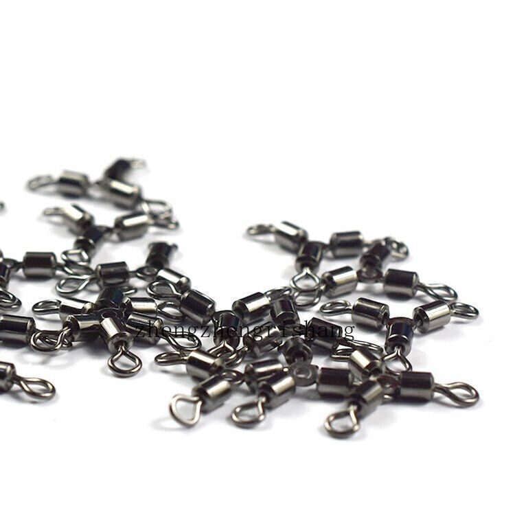 50PCS 3 Way Fishing Swivels O-shape Three Way Rolling Swivels Fishing Connector