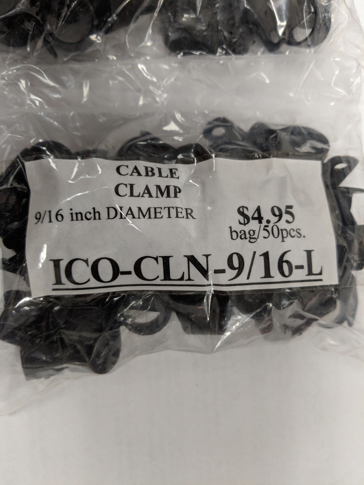 ICO-CLN-9/16-L CABLE CLAMPS 9/16IN WIRE ELECTRICAL 100 PCS PACK
