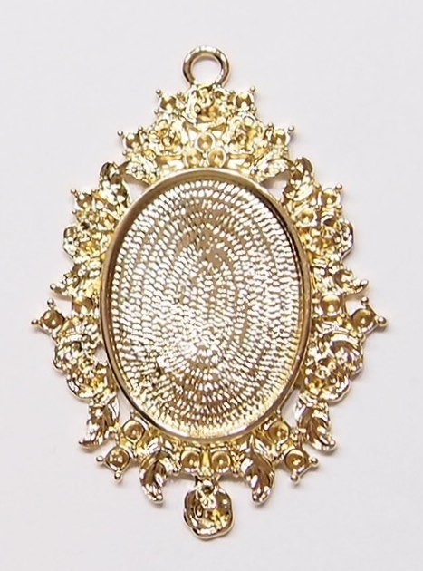 4 of 40x30mm Shiny Gold Fancy Art Nouveau Roses Leave Pendant Settings WOW
