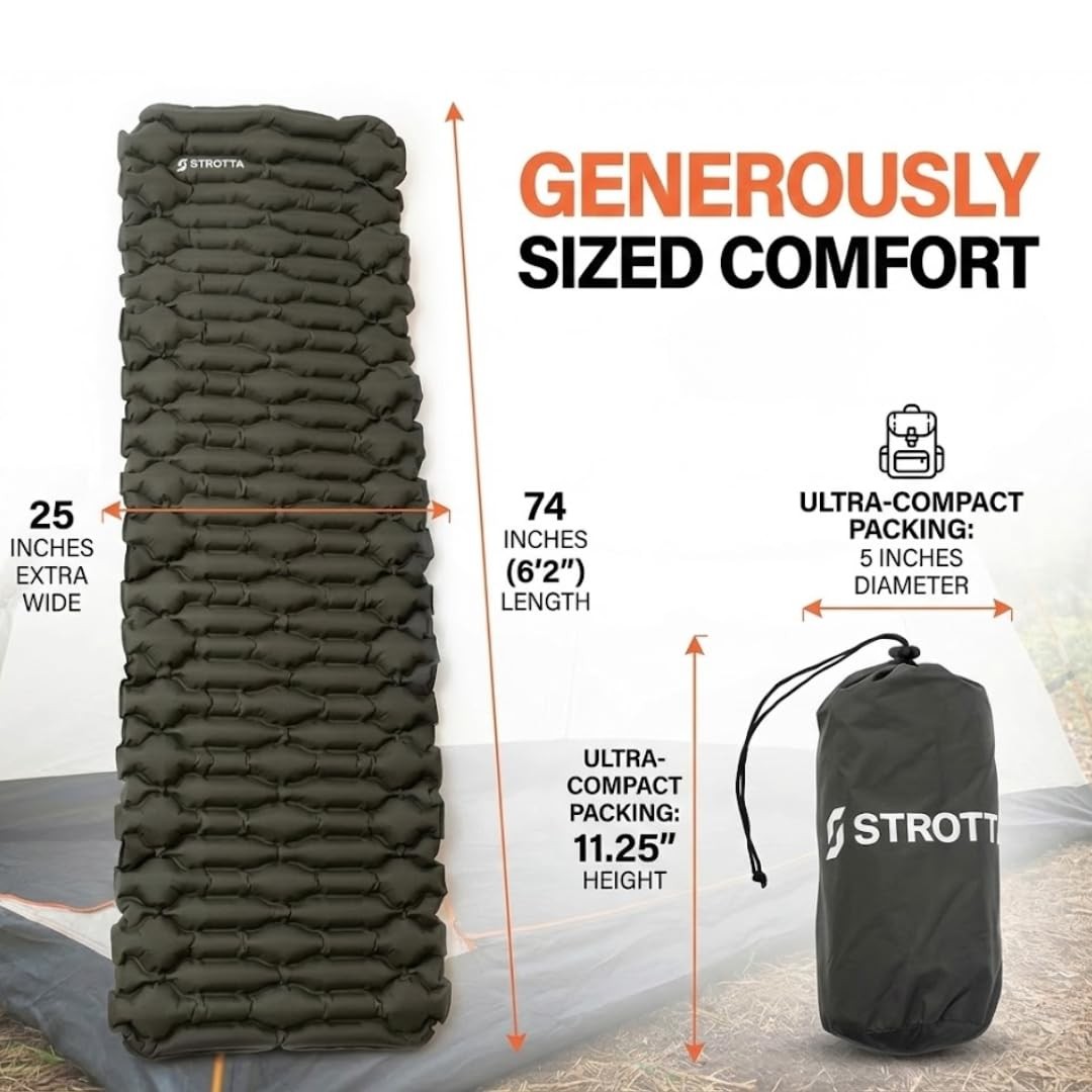 Inflatable Sleeping Pad for Camping & Backpacking – Lightweight 2.1” Thick Co...
