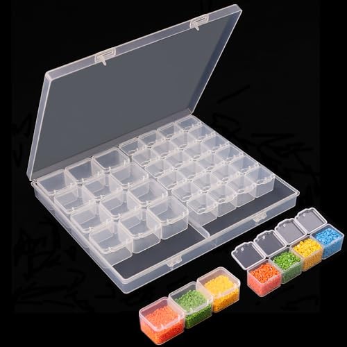 Dual-Sized Diamond Art Storage Containers with 28 Small & 15 Mid 28 + 15 mid
