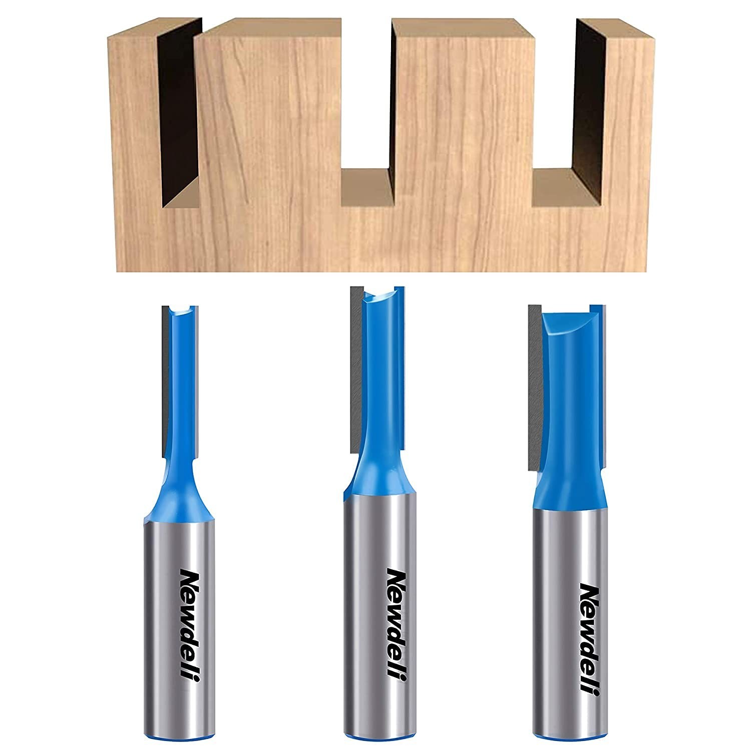 Straight Cut Router Bits, Newdeli 3pcs 1/2 Shank Double Flute Straight Router...