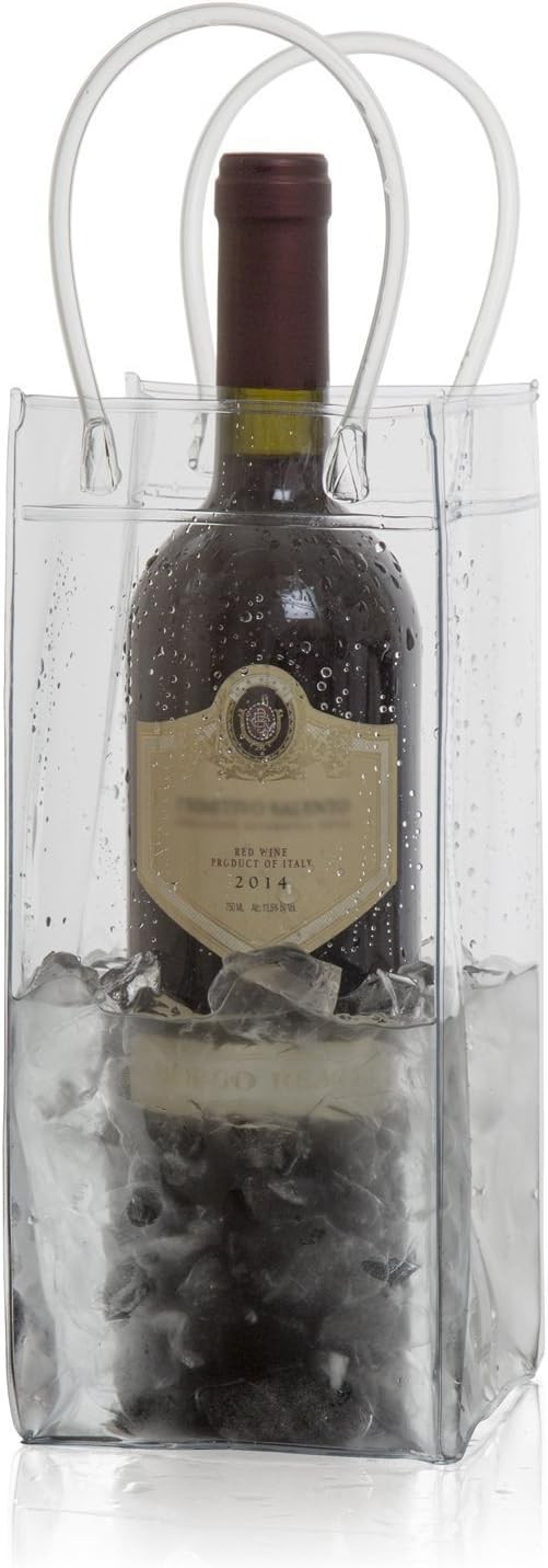 Wine Bag-It Clear Plastic Wine Chiller Ice Bucket with Handles - Portable, Folda