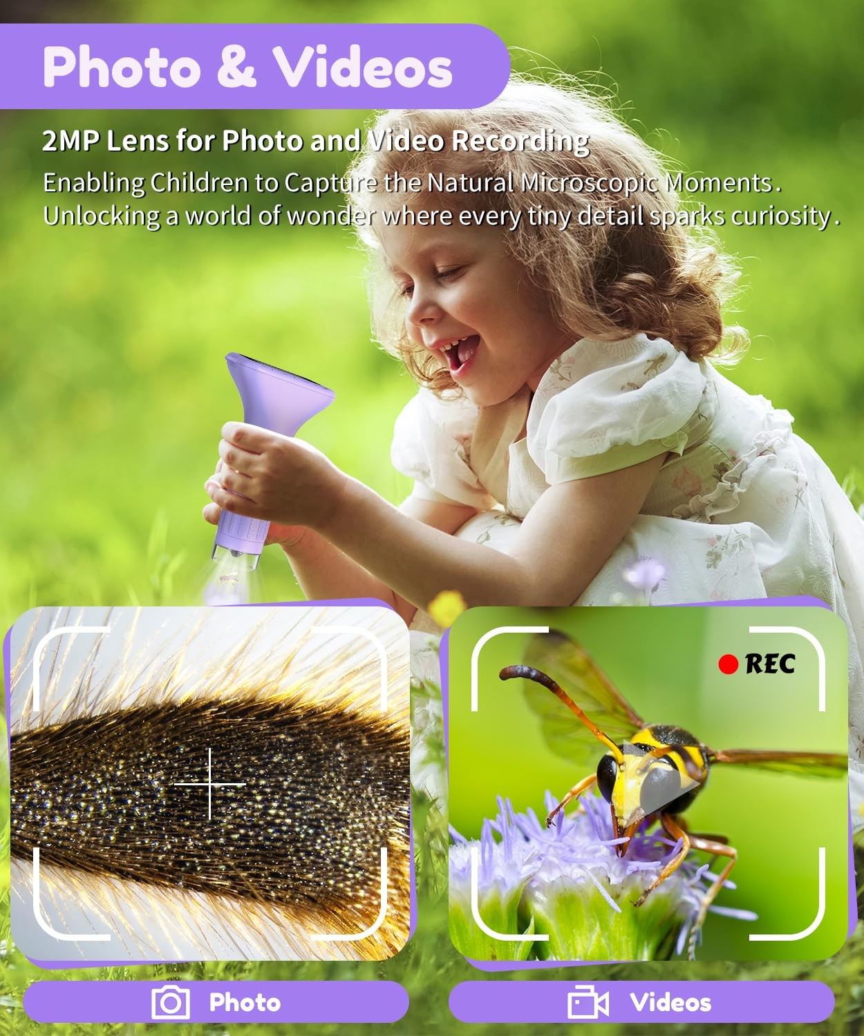 Digital Microscope for 5-7: 1000x Handheld Microscope with Screen 2" inch Poc...