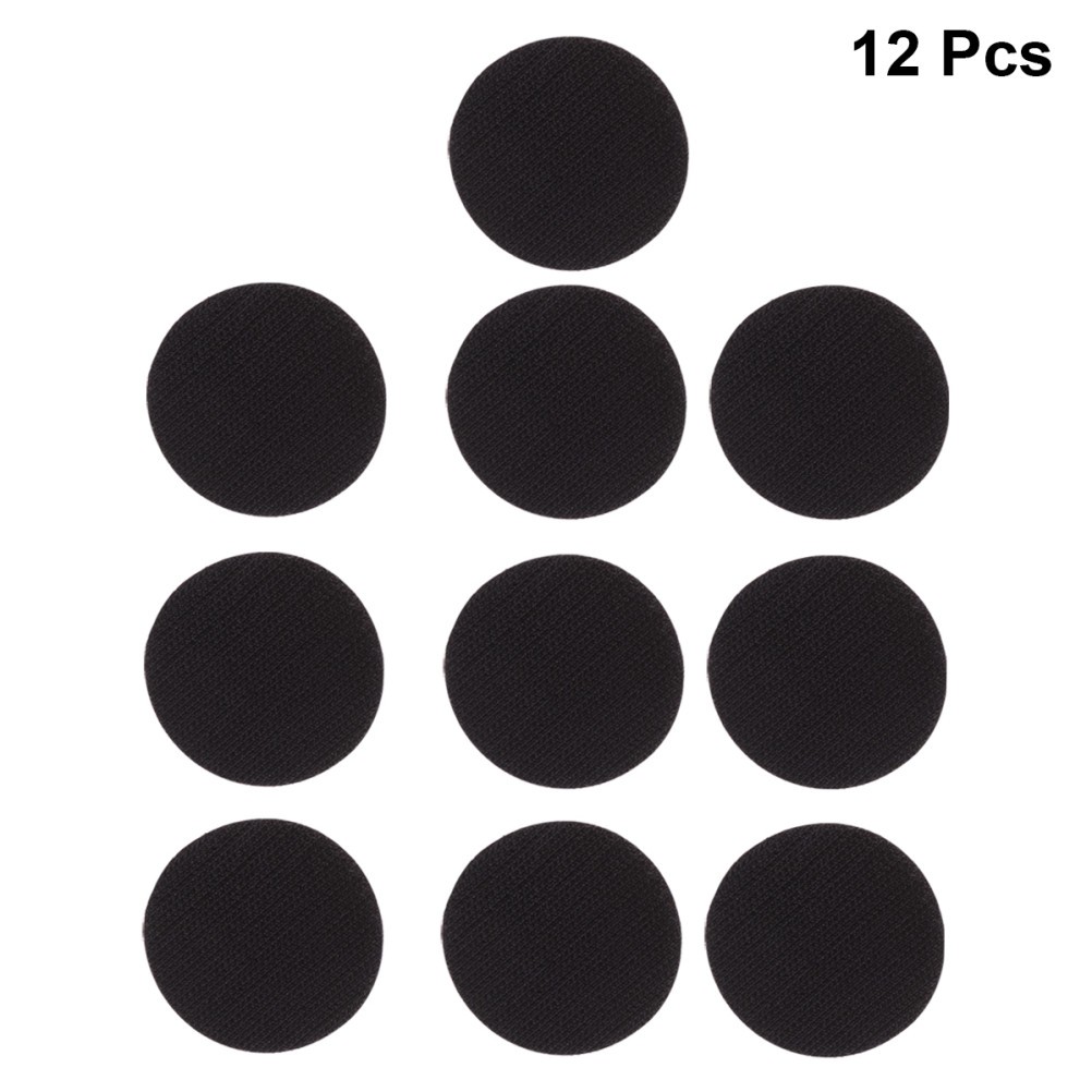 12Pcs Durable Round Hook Loop Tape Dots Self Adhesive for Mounting Black
