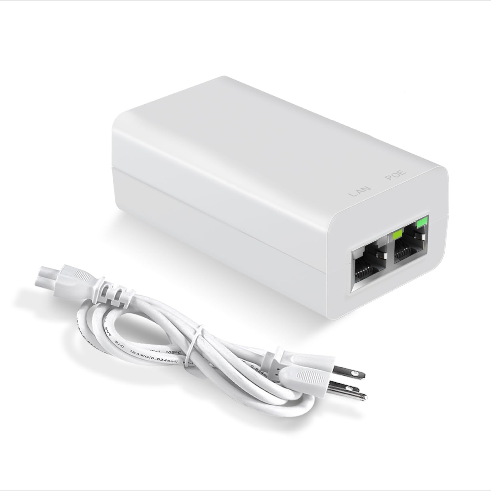 Gigabit PoE+ Injector 30W IEEE802.3at/af Compliant, Supplies PoE(15.4W) White