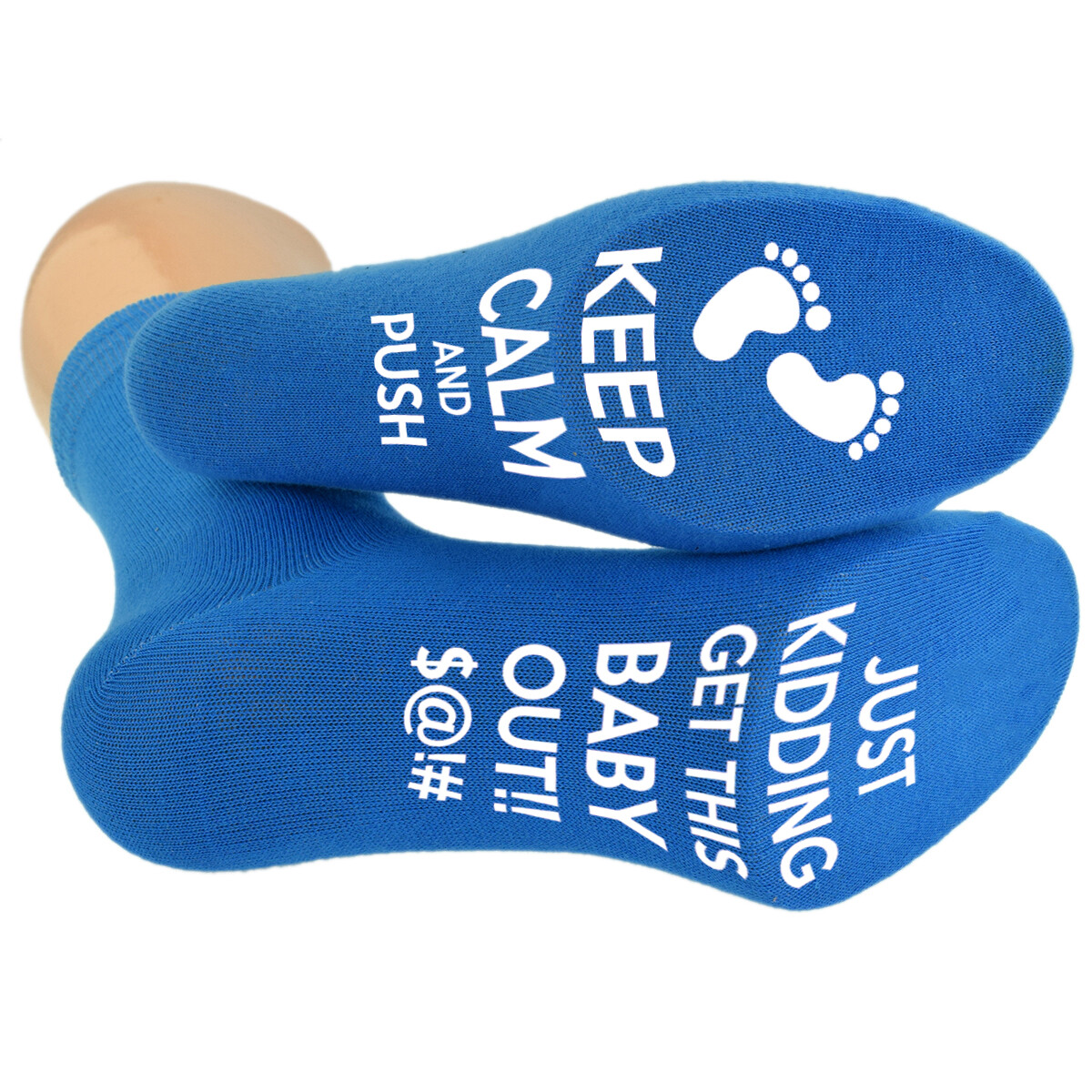 BLUE Keep Calm Get this baby out! Sole Print Mum To Be UK Adult Size 4-8 X6N1003