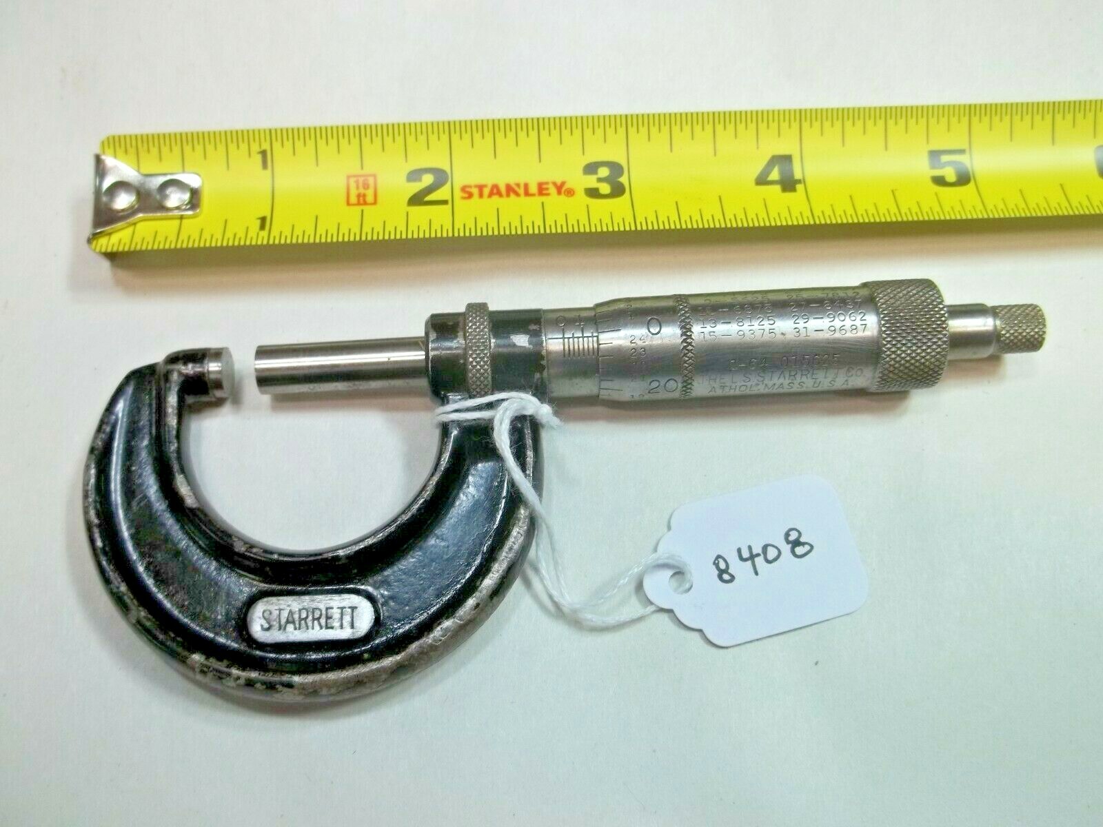 Starrett Machinist's 0 - 1" Capacity Micrometer, Reads in .001", Steel Faces USA