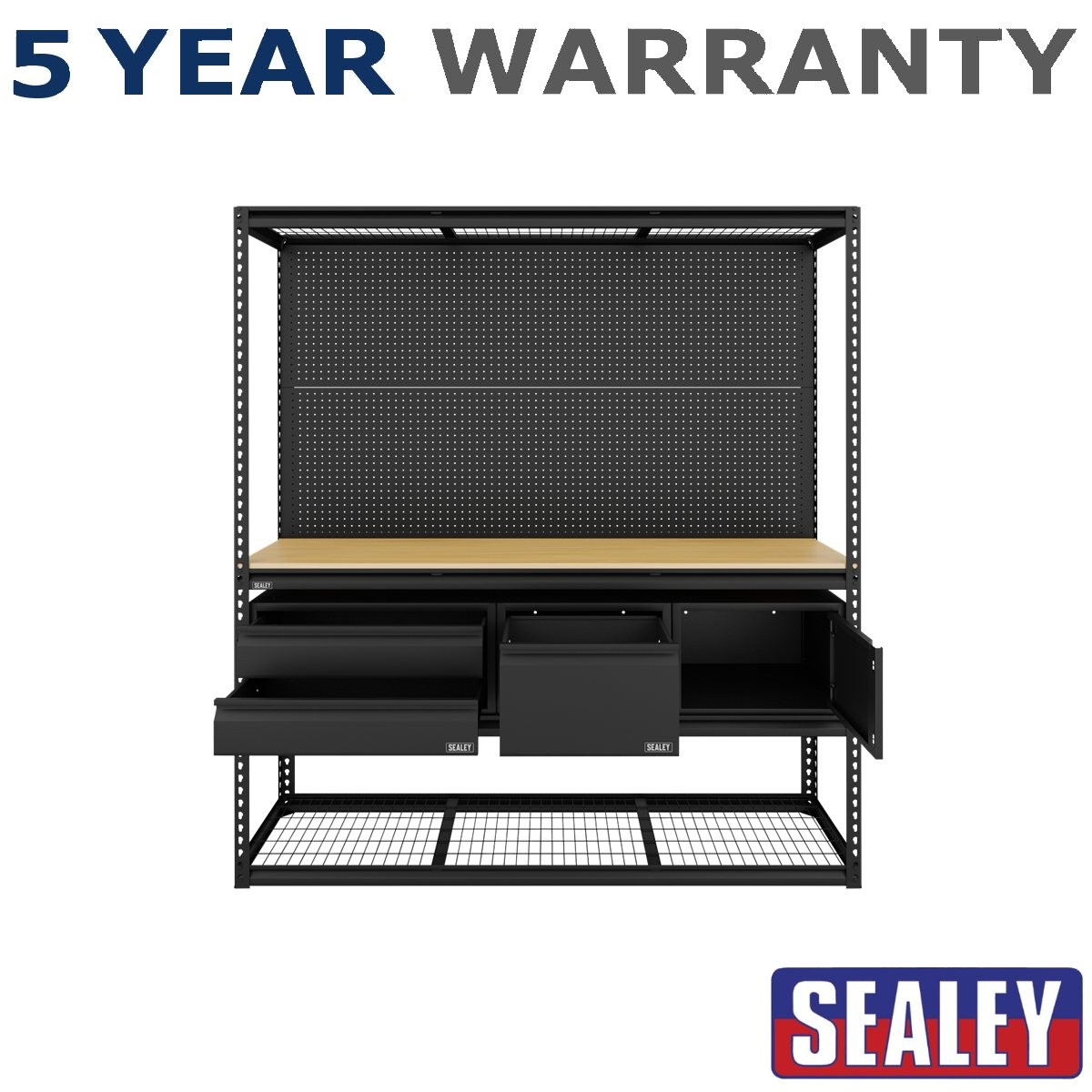 Sealey Heavy-Duty Modular Workbench & Racking Kit with 3 Storage Units