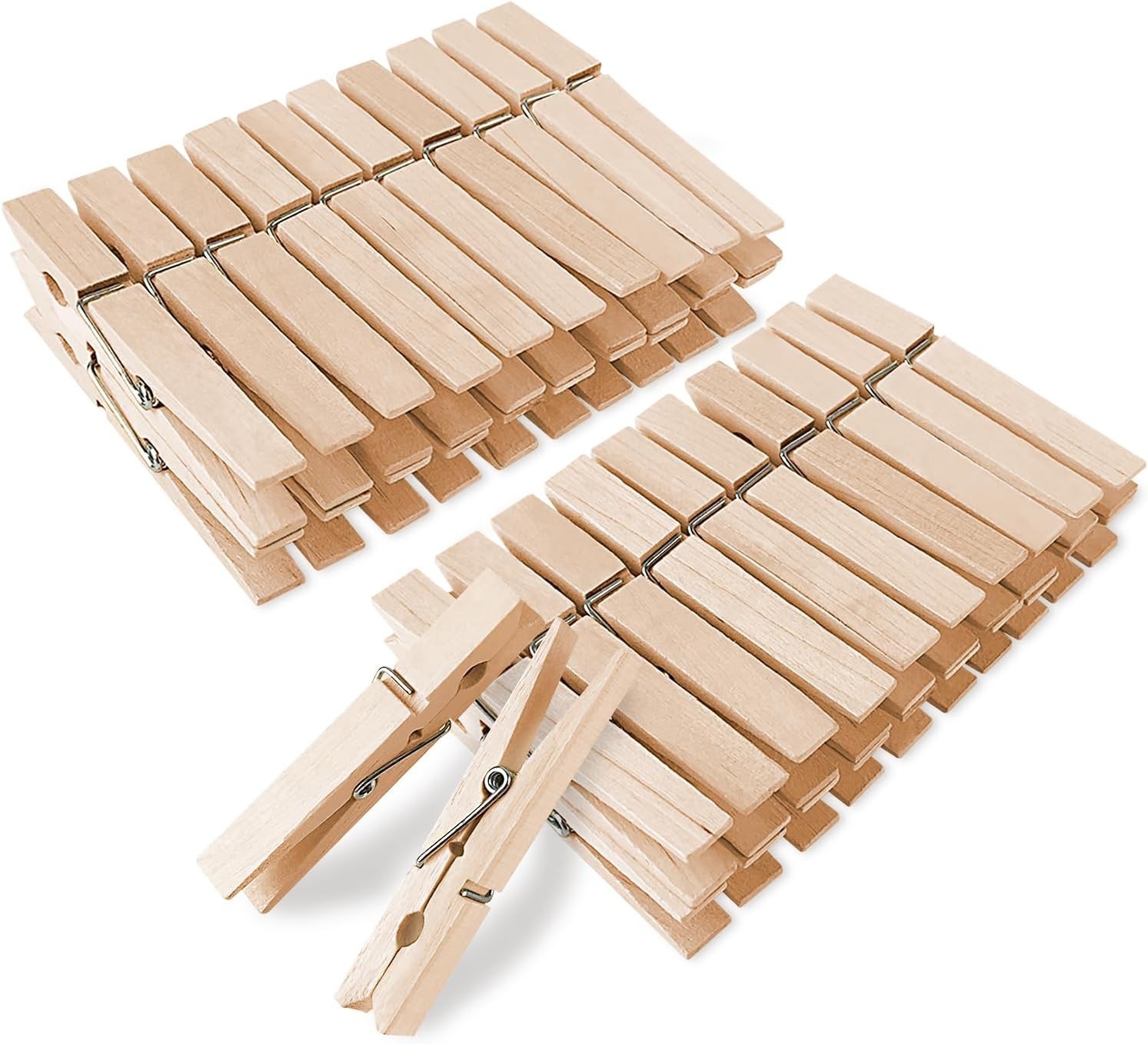 50 Pcs 4 Large Wooden Clothespins Heavy Duty Birchwood Clips for Laundry & Craft